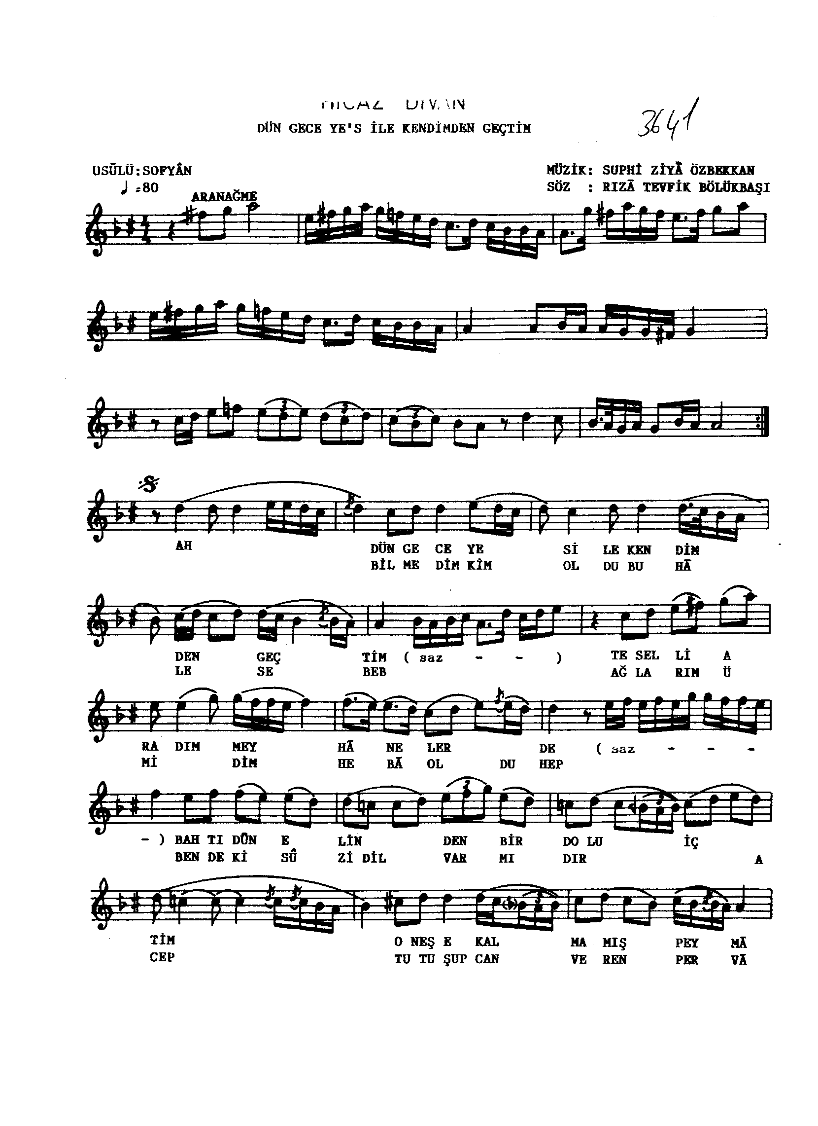Hicâz - Şarkı - Suphi Ziyâ Özbekkan - Sayfa 1