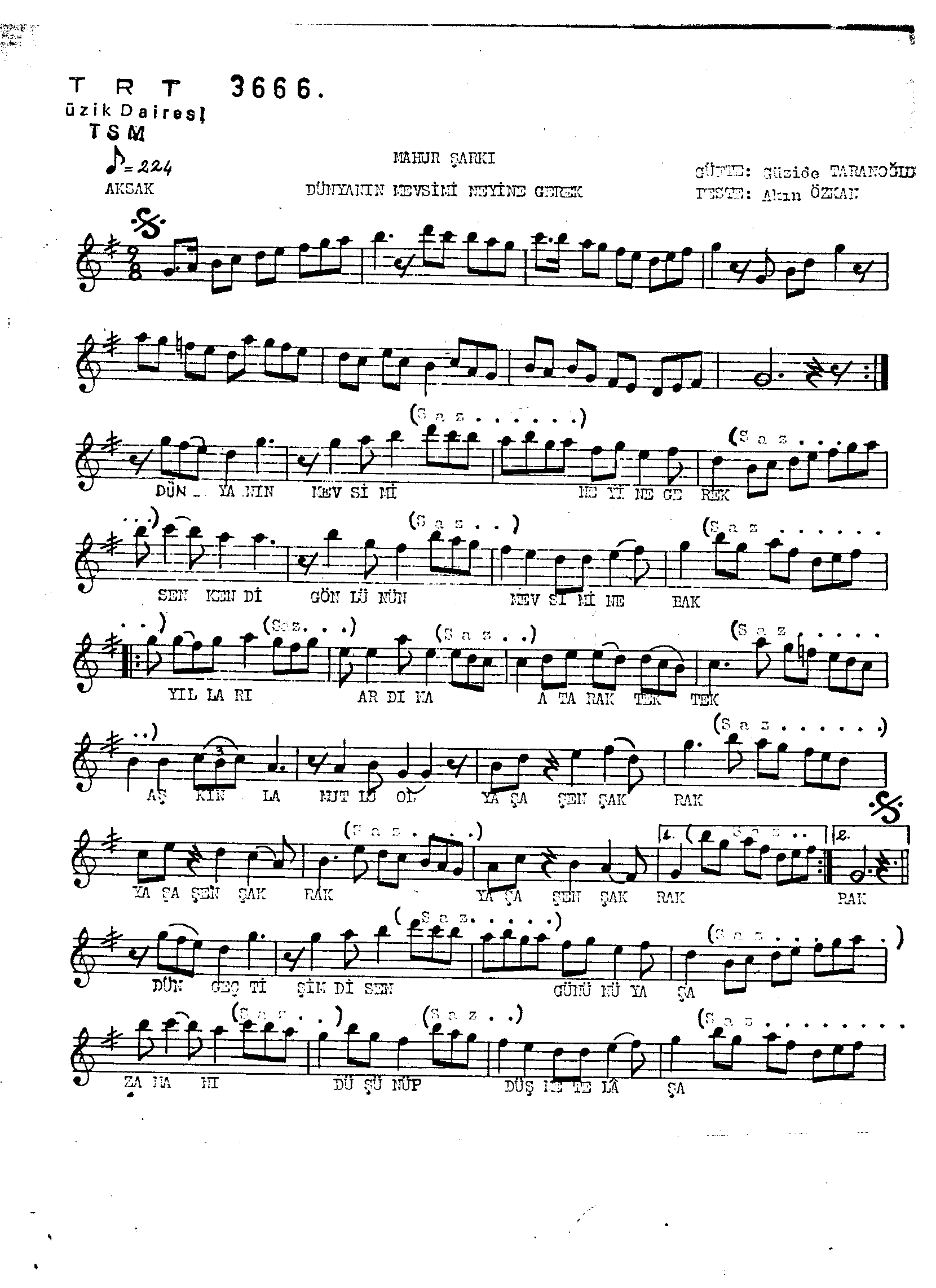 Mâhûr - Şarkı - Akın Özkan - Sayfa 1