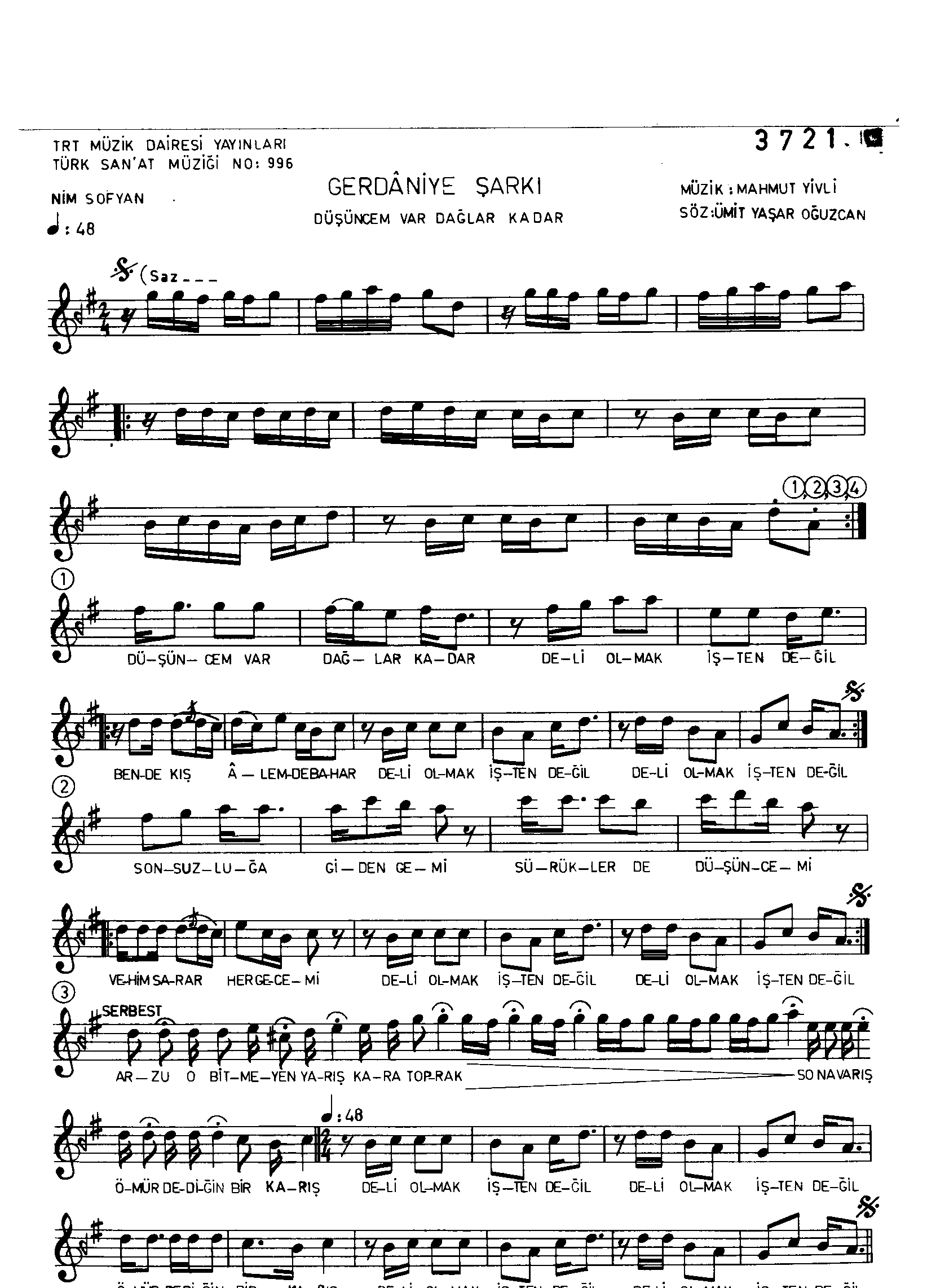 Gerdâniye - Şarkı - Mahmut Yivli - Sayfa 1