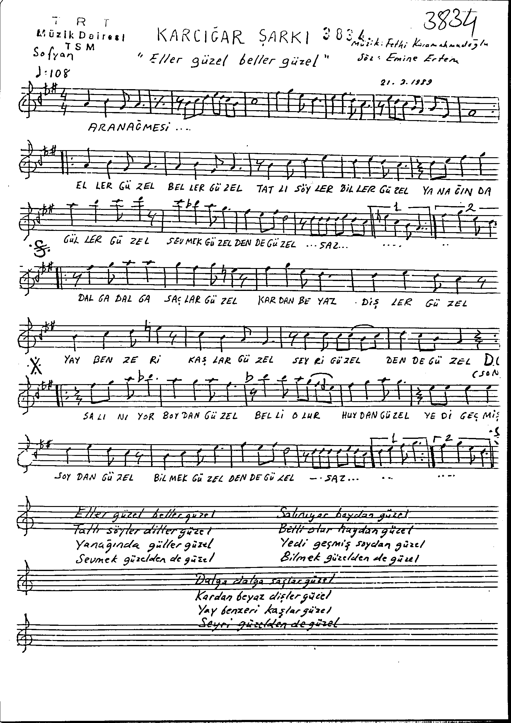 Karcığar - Şarkı - Fethi Karamahmudoğlu - Sayfa 1