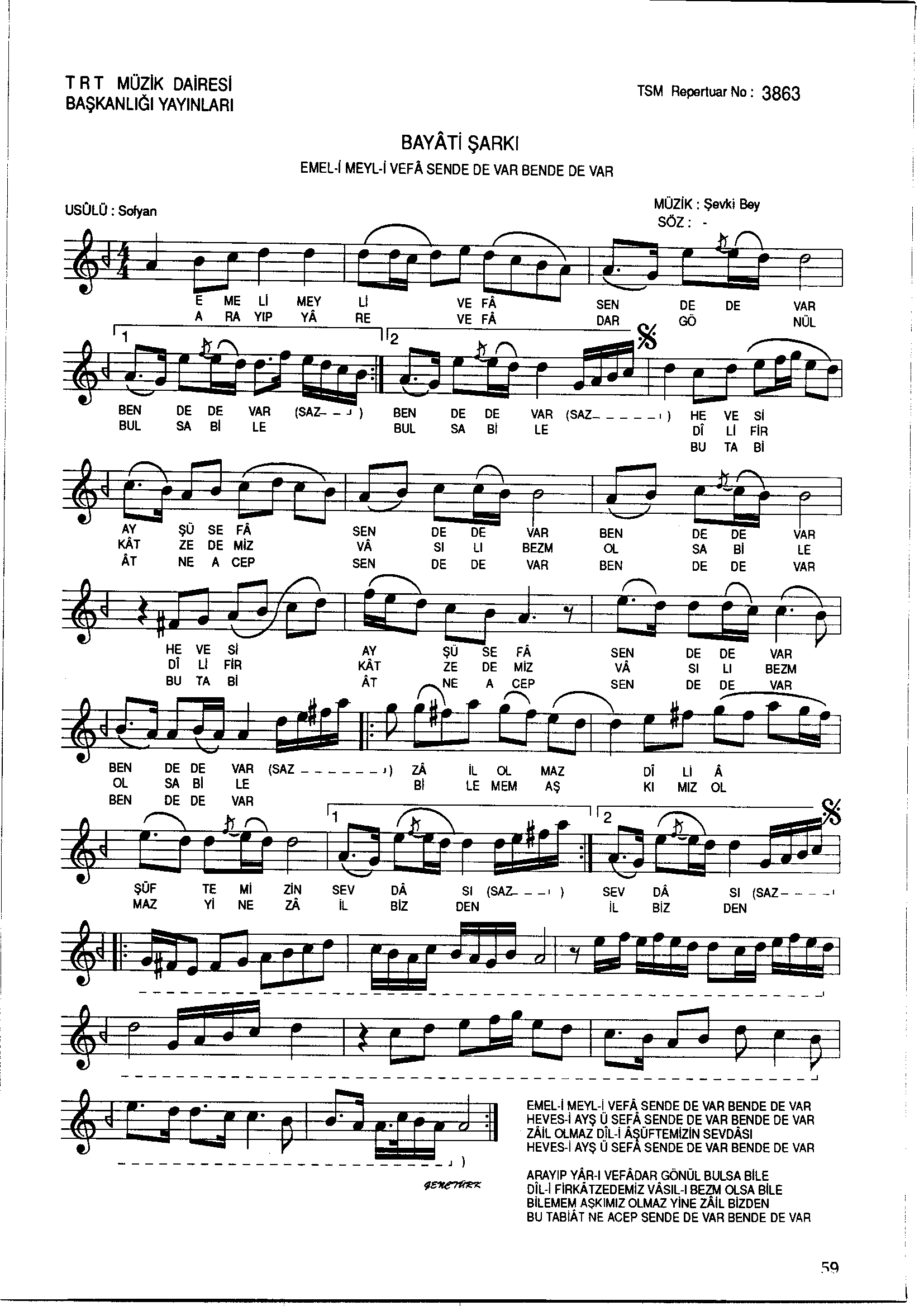 Beyâtî - Şarkı - Şevkî Bey - Sayfa 1