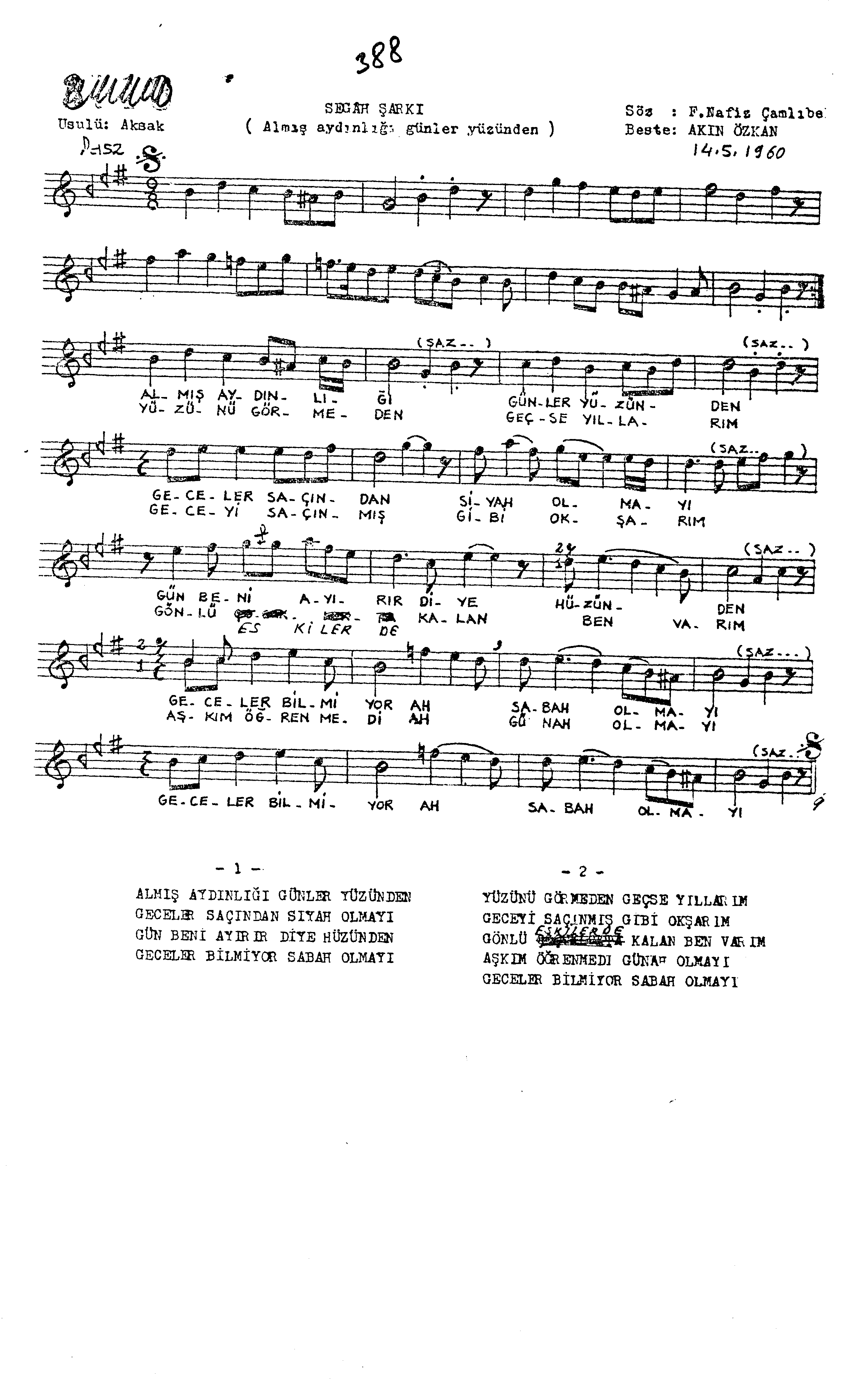 Segâh - Şarkı - Akın Özkan - Sayfa 1