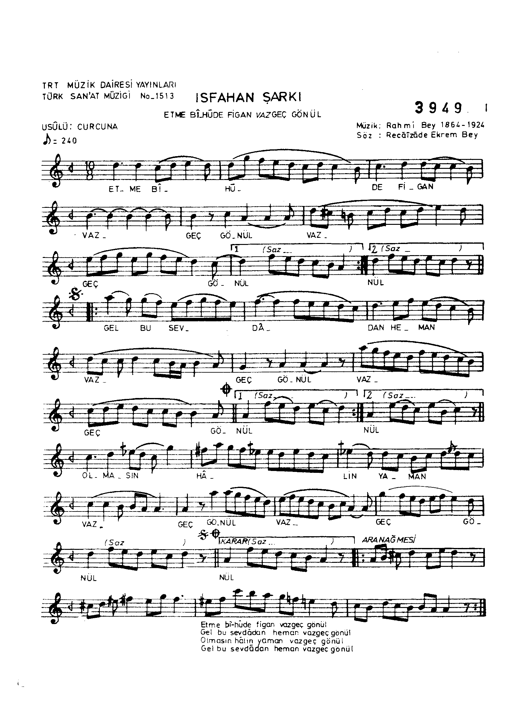 Isfahân - Şarkı - Rahmi Bey - Sayfa 1