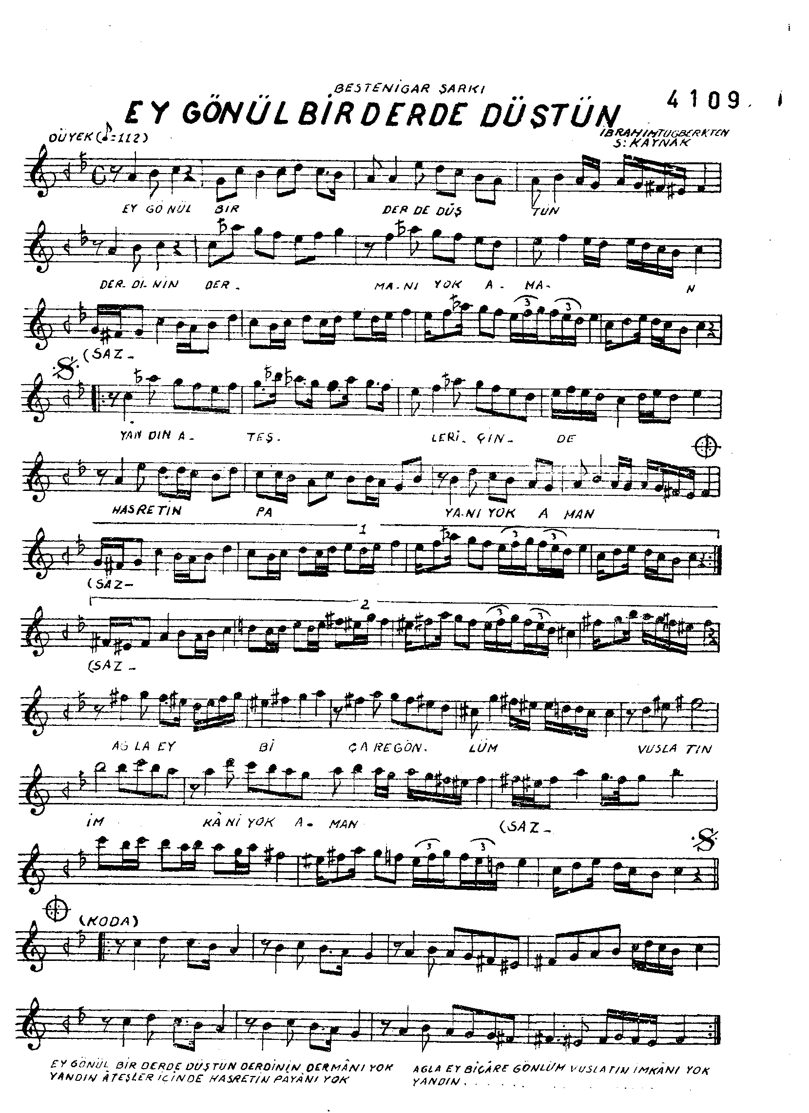 Bestenigâr - Şarkı - Sadettin Kaynak - Sayfa 1