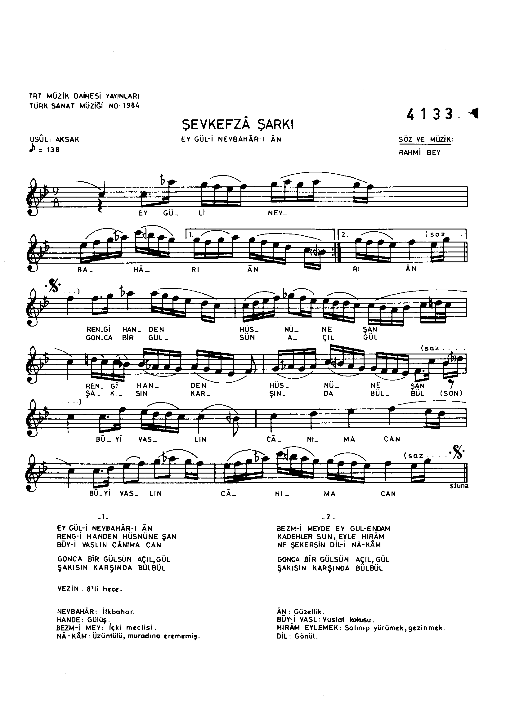 Şevk-Efzâ - Şarkı - Rahmi Bey - Sayfa 1