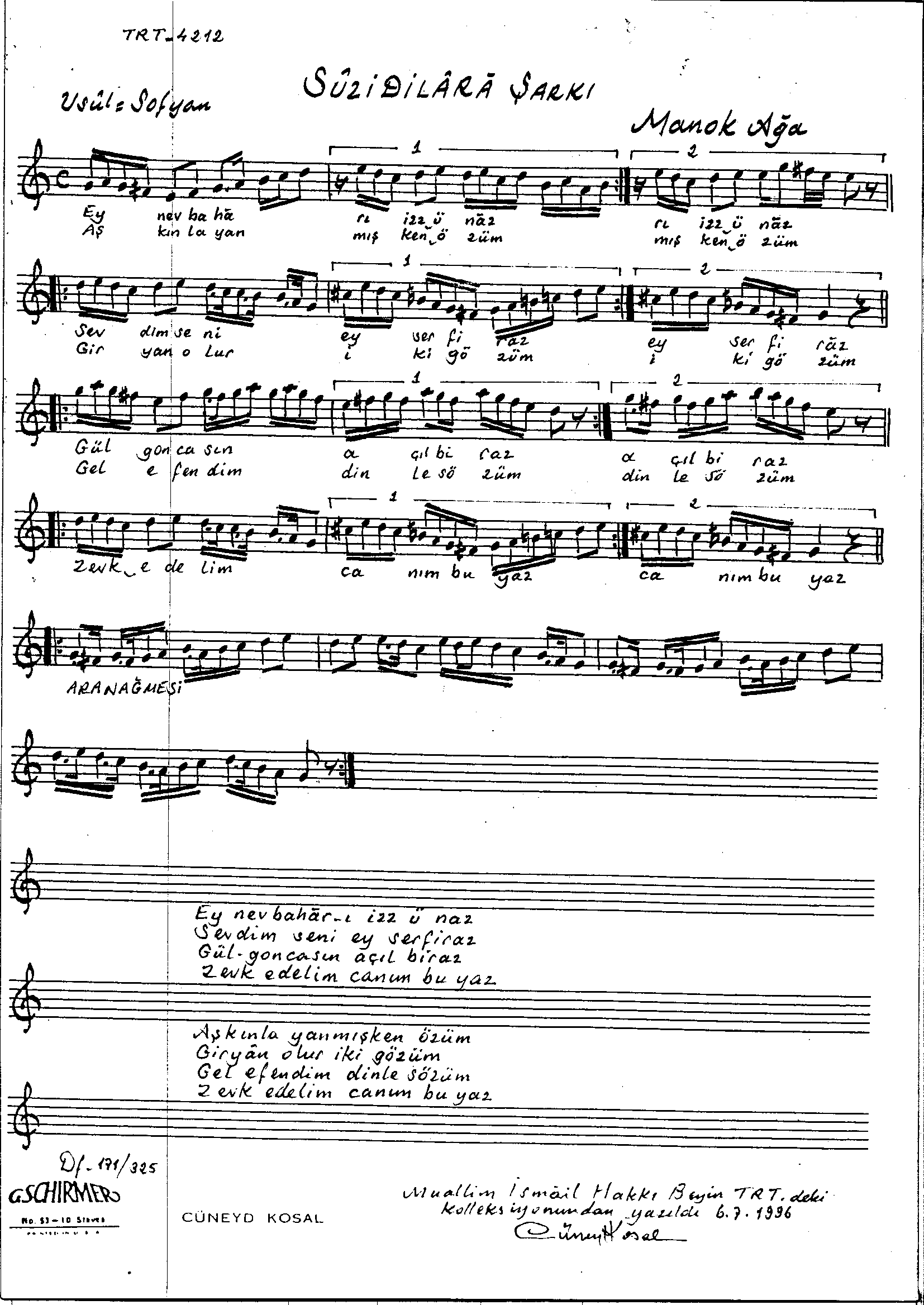 Sûz-i Dil-Ârâ - Şarkı - Manok Ağa - Sayfa 1