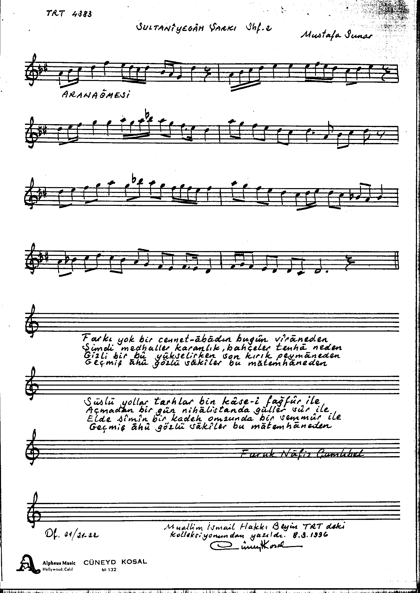 Sultânî-Yegâh - Şarkı - Mustafa Sunar - Sayfa 2