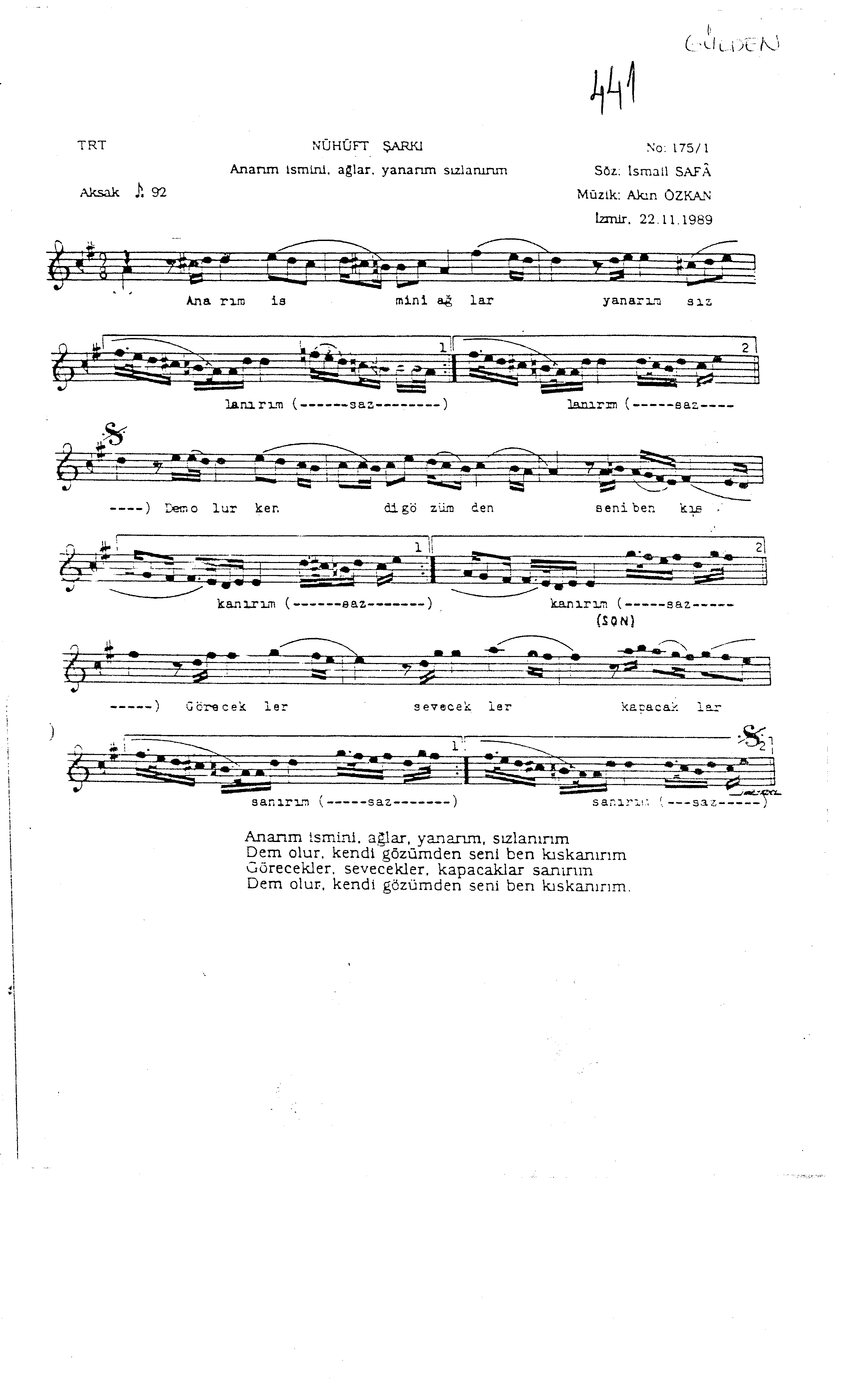 Hicâz - Şarkı - Akın Özkan - Sayfa 1