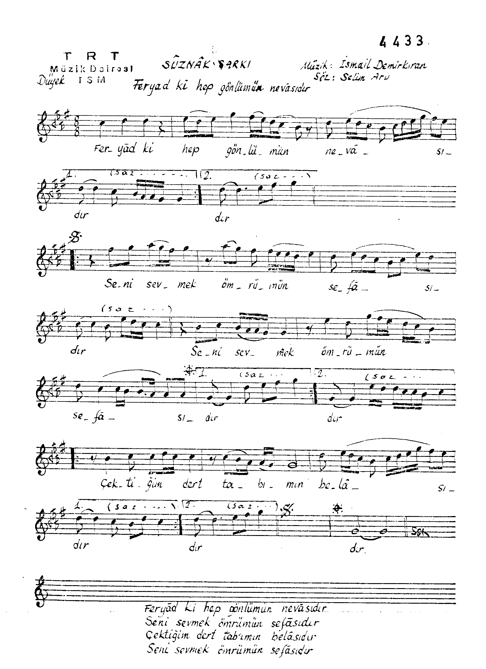 Sûz-Nâk - Şarkı - İsmail Demirkıran - Sayfa 1