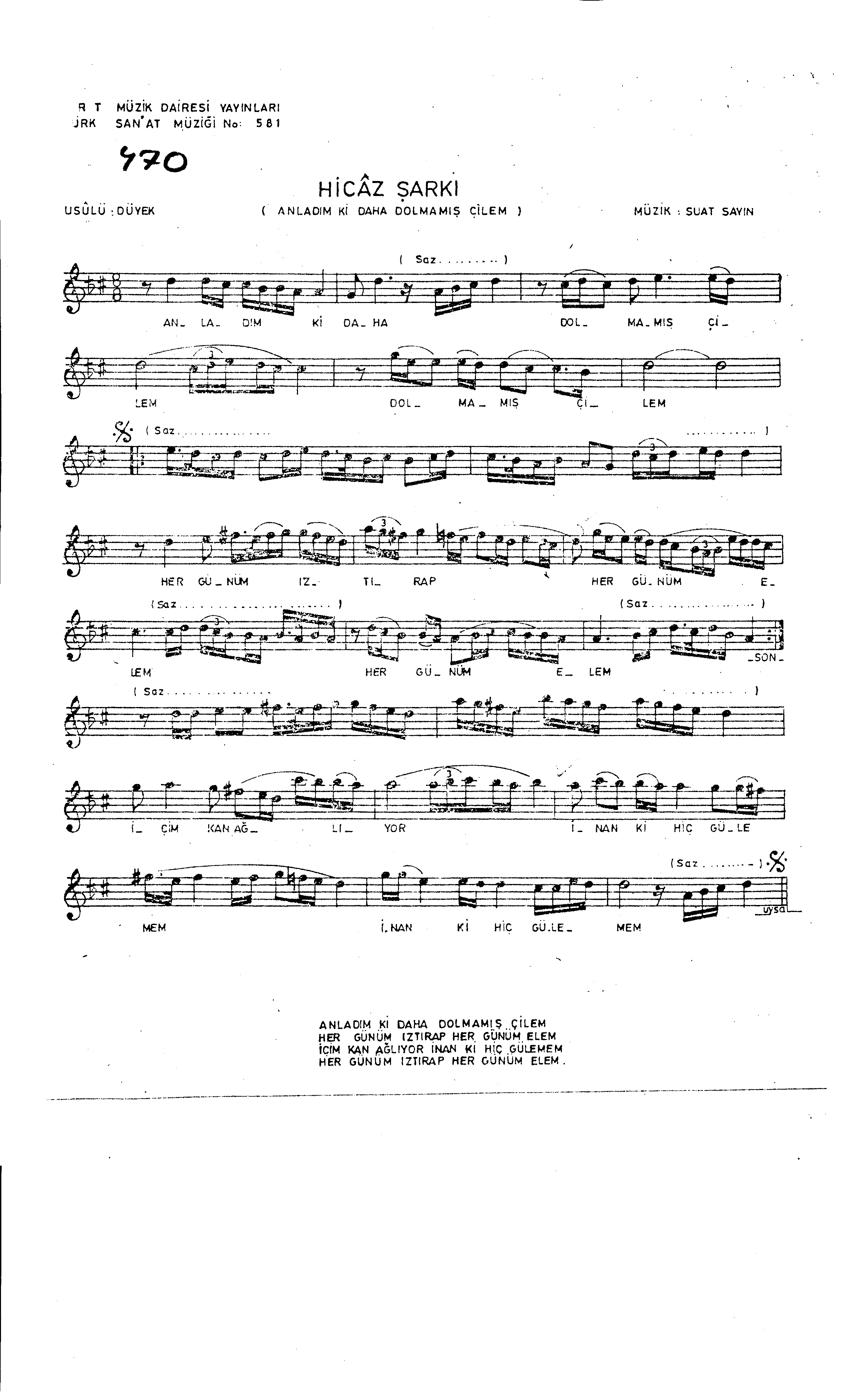 Hicâz - Şarkı - Suat Sayın  - Sayfa 1