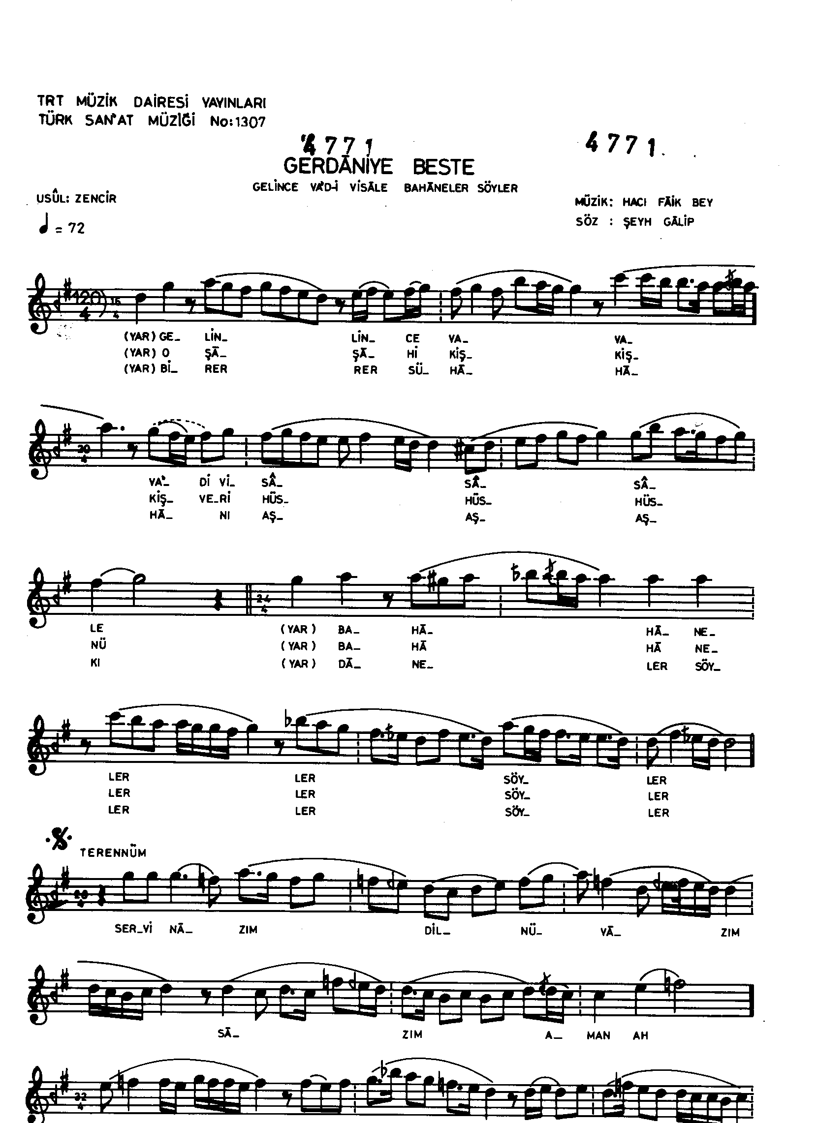 Gerdâniye - Beste - Hacı Fâik Bey - Sayfa 1