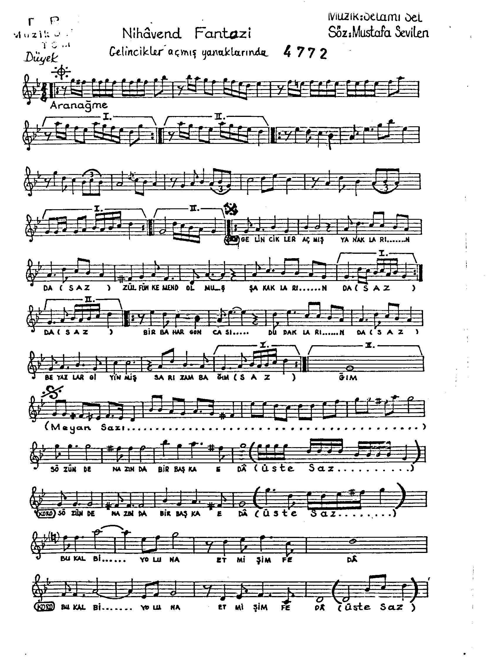 Nihâvend - Şarkı - Selâmi Sel - Sayfa 1