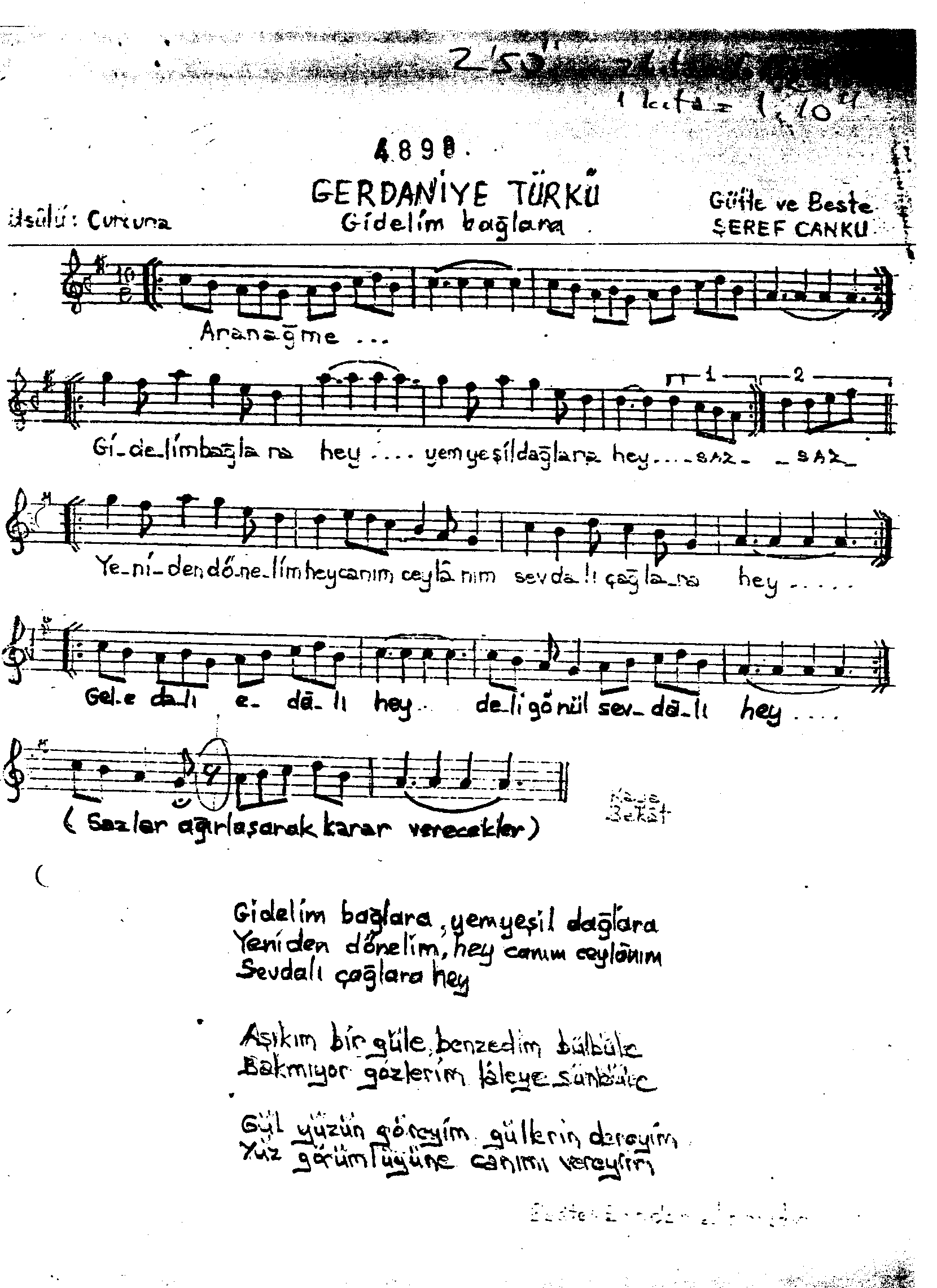 Gerdâniye - Şarkı - Şeref Canku - Sayfa 1