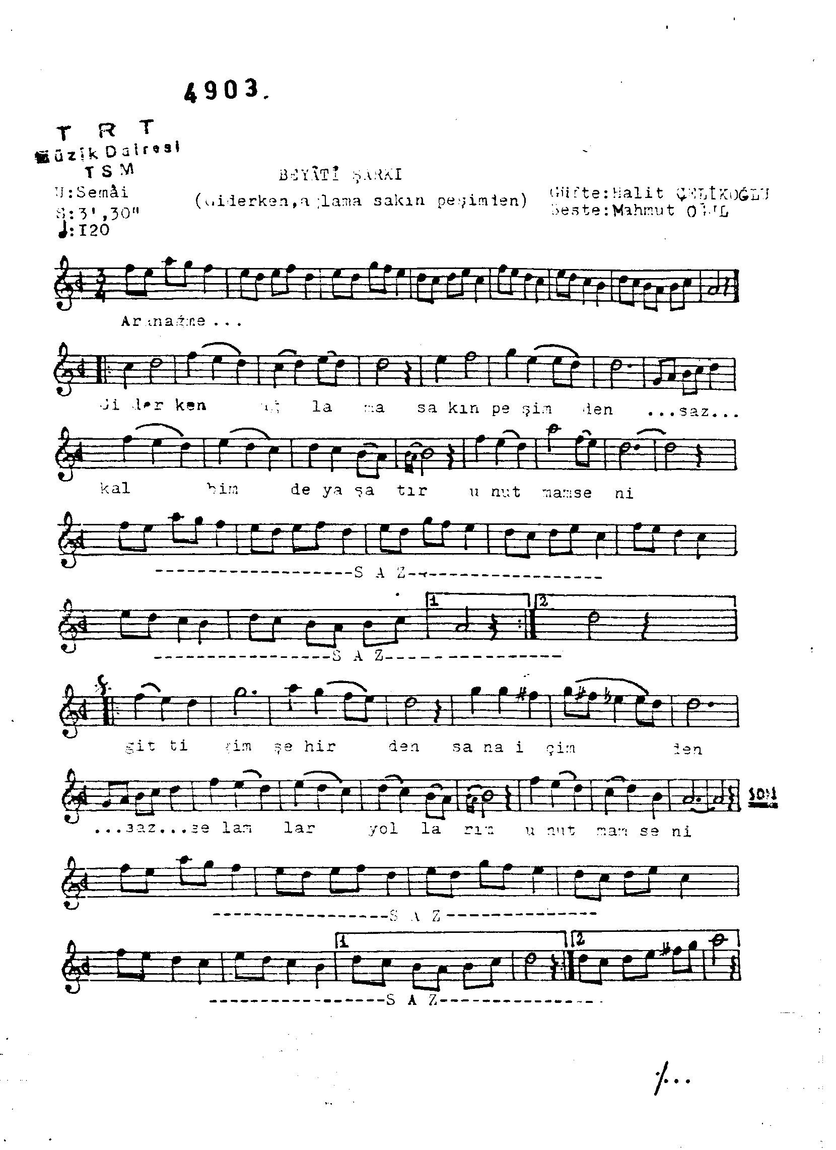 Beyâtî - Şarkı - Mahmut Oğul - Sayfa 1