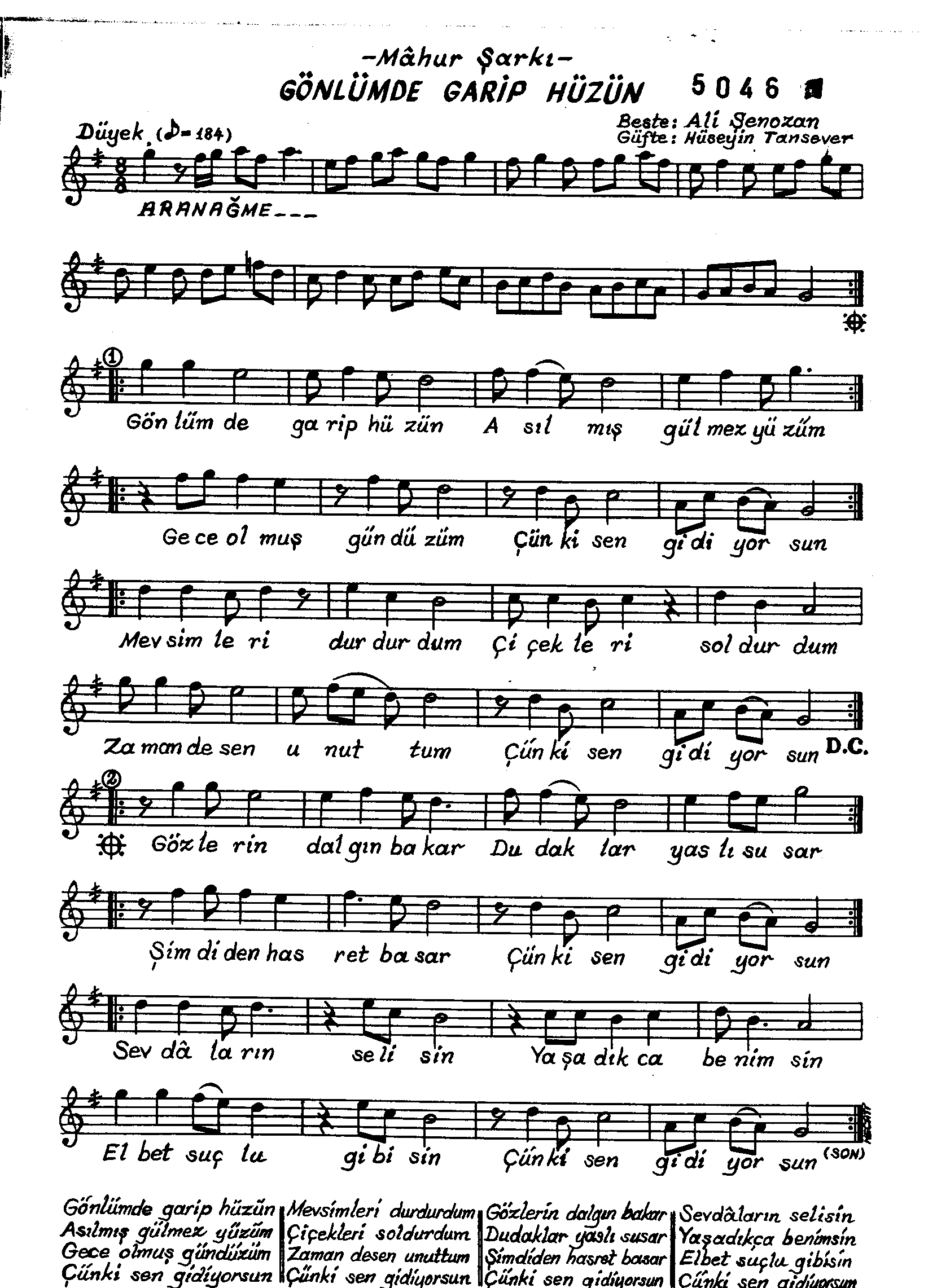 Mâhûr - Şarkı - Ali Şenozan - Sayfa 1