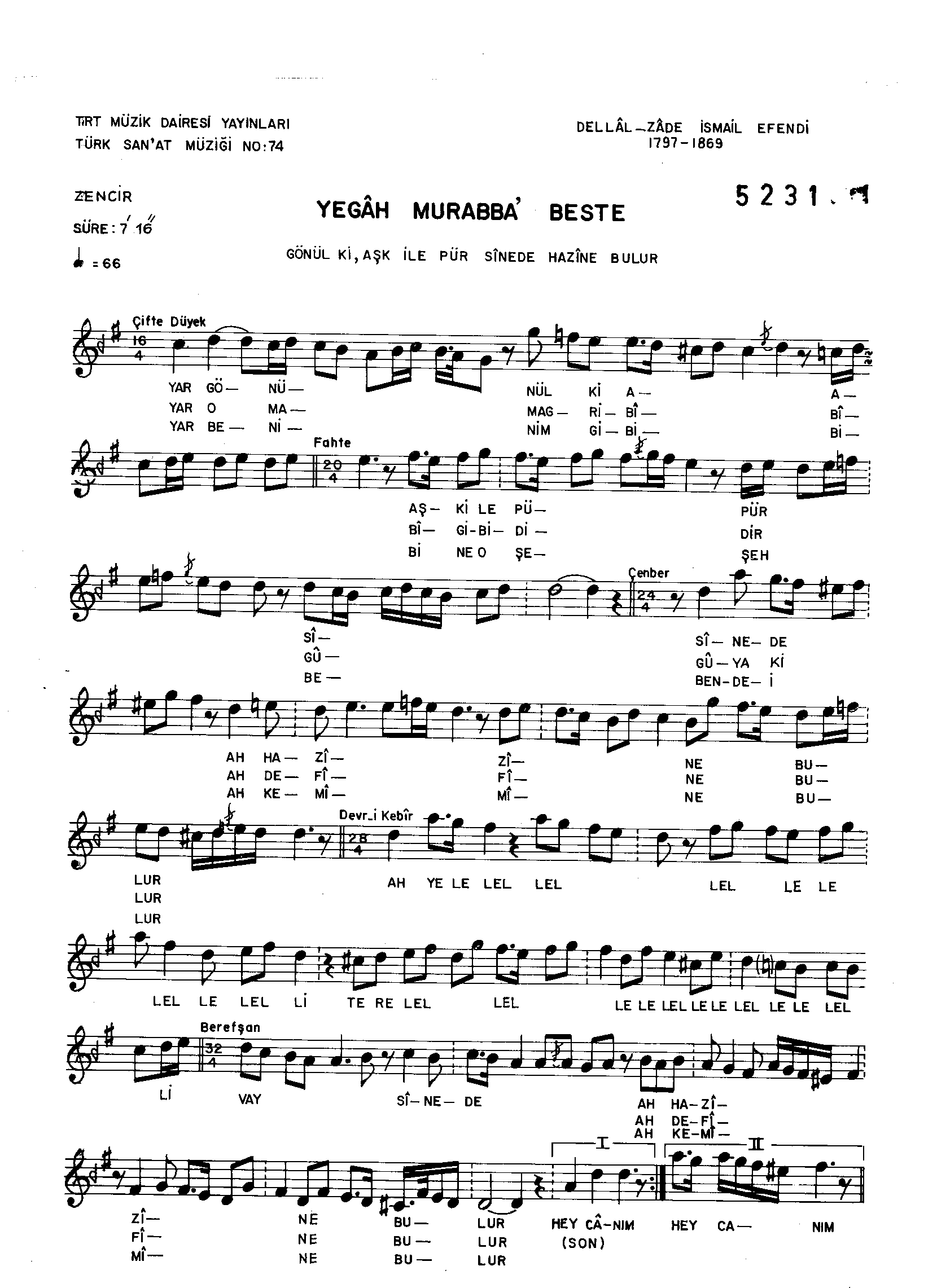 Yegah - Beste - Dellalzâde  - Sayfa 1
