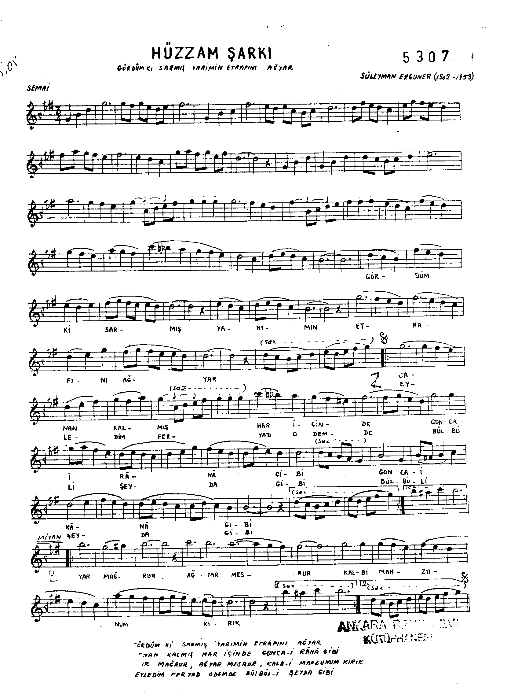 Hüzzâm - Şarkı - Süleyman Erguner - Sayfa 1