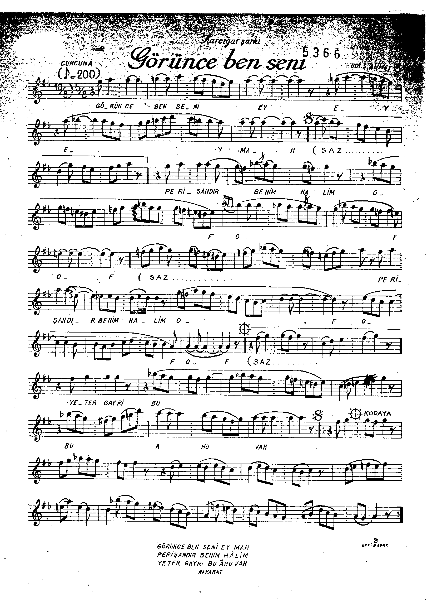 Karcığar - Şarkı - Selânik'li Ahmet Efendi - Sayfa 1