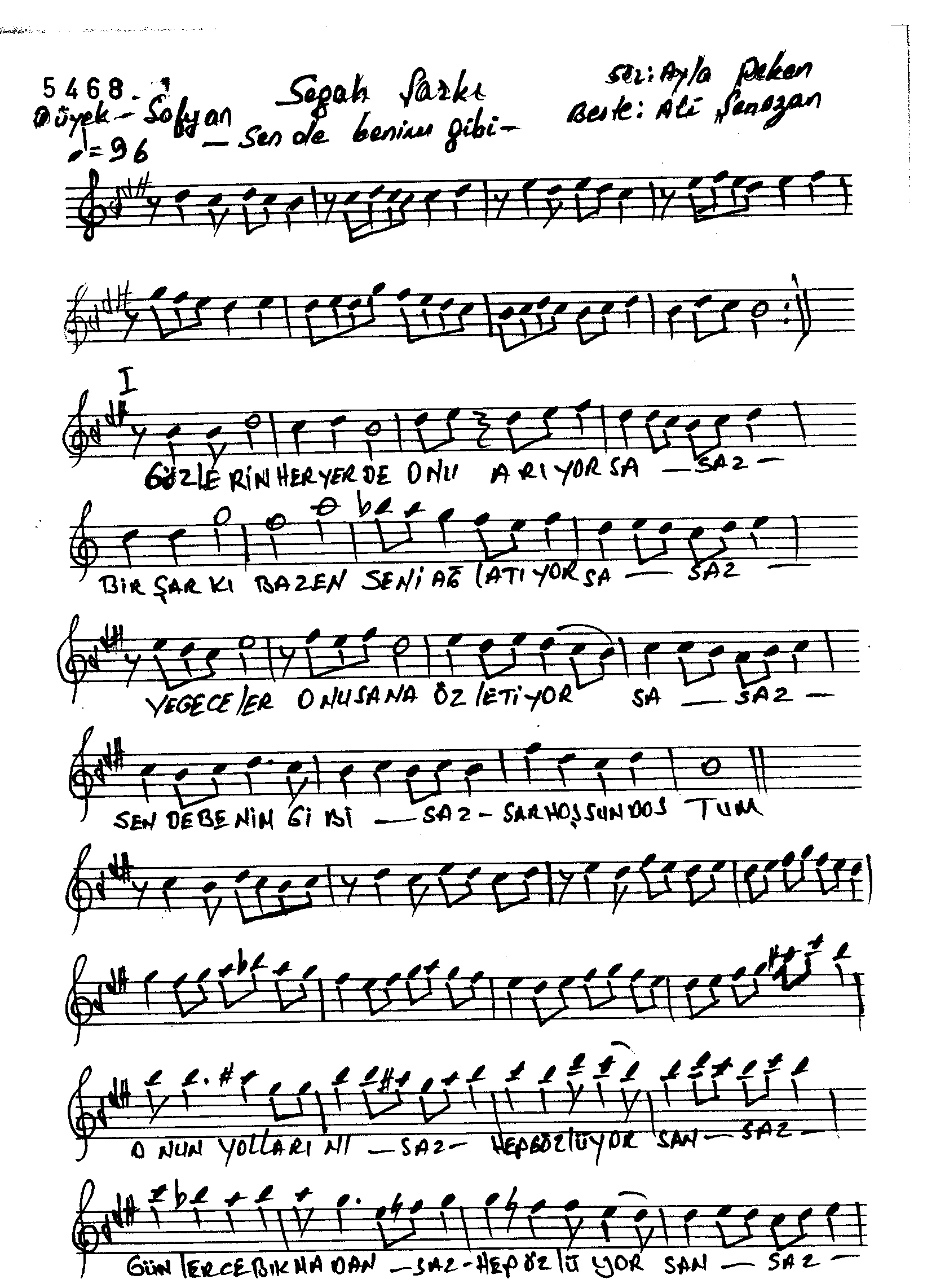 Segâh - Şarkı - Ali Şenozan - Sayfa 1