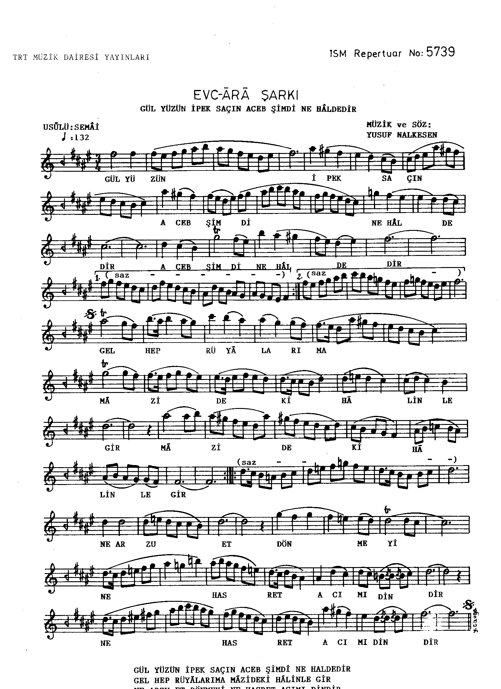 Evc-Ârâ - Şarkı - Yusuf Nalkesen - Sayfa 1