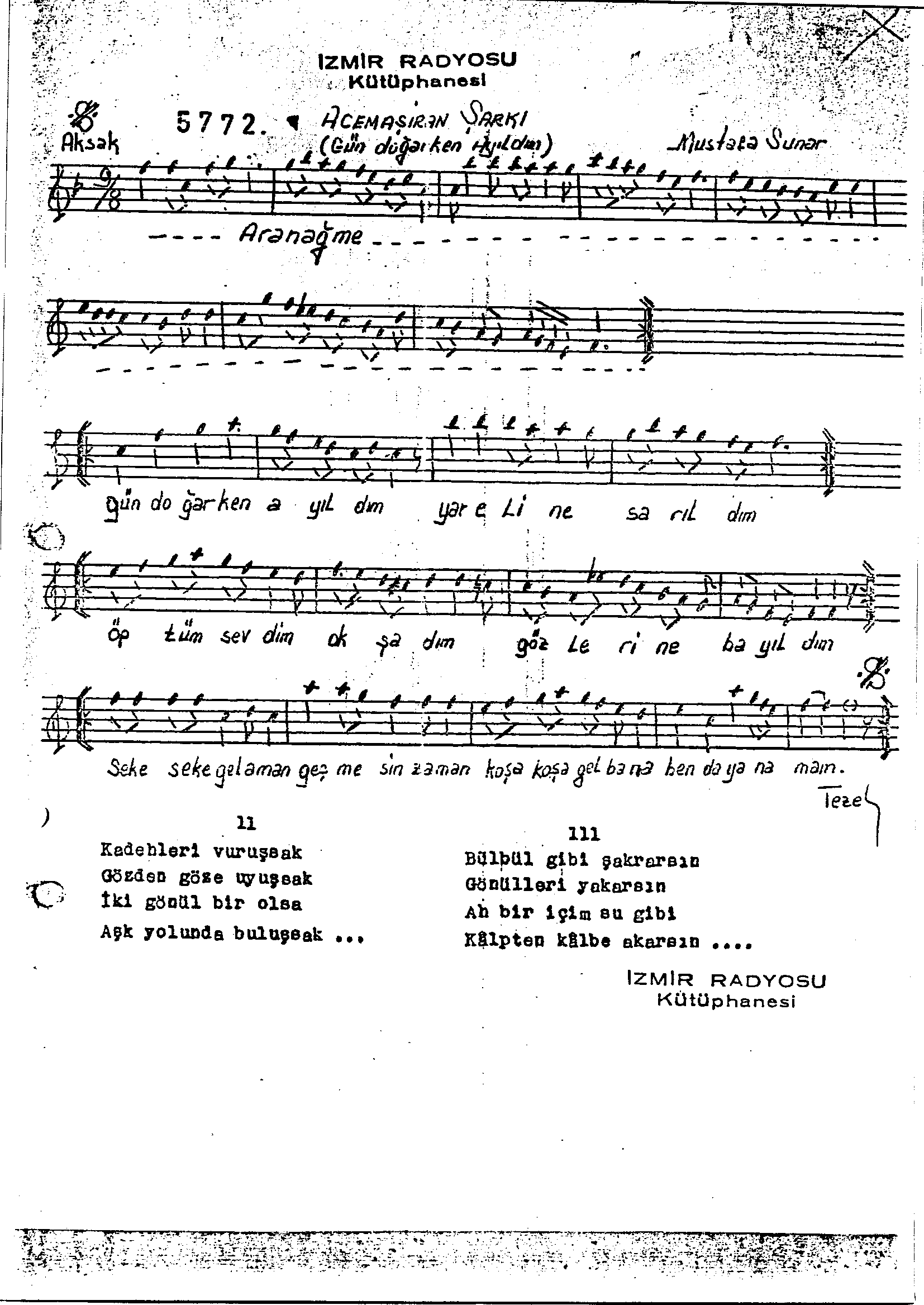 Acem Aşîrân - Şarkı - Mustafa Sunar - Sayfa 1