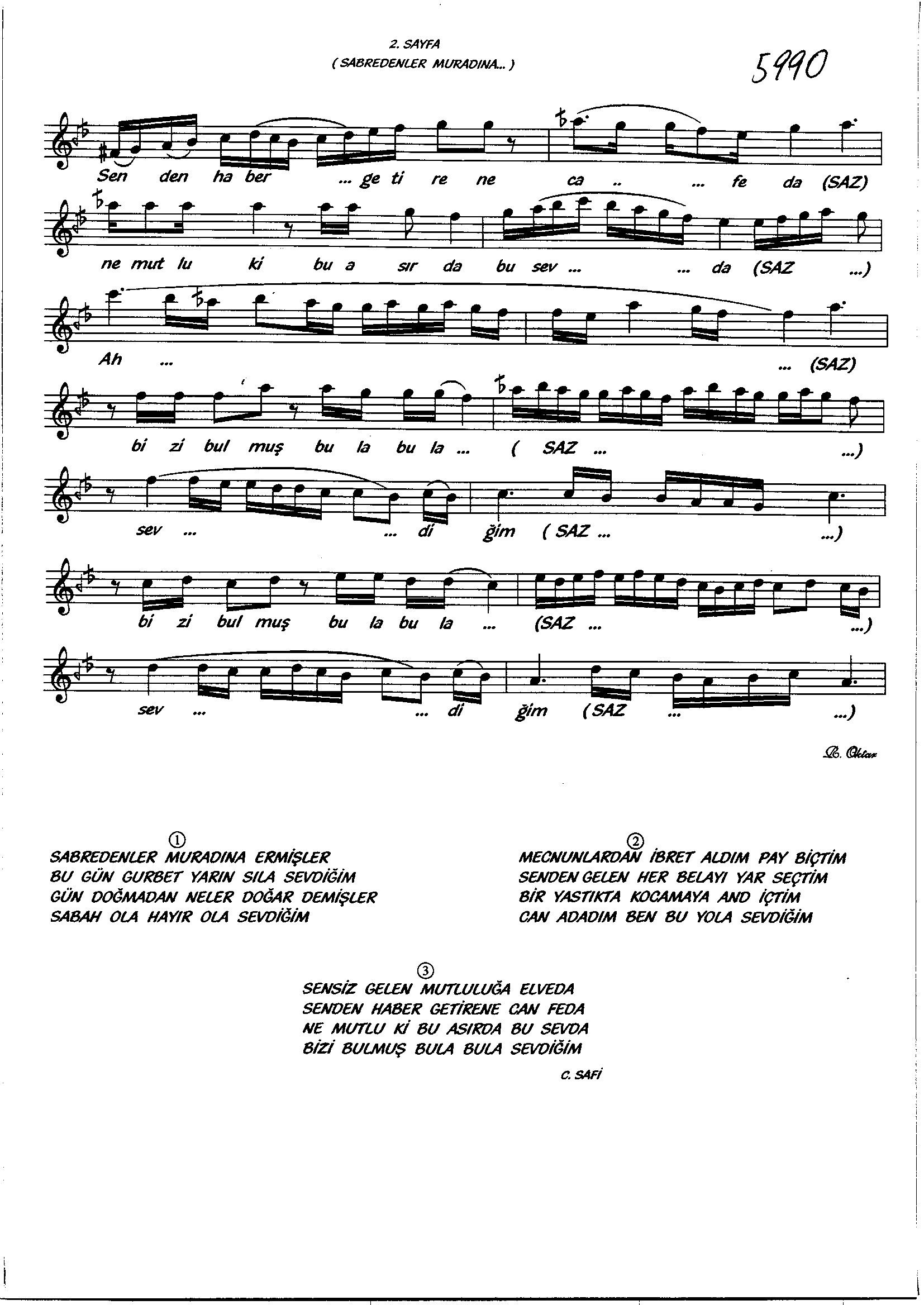 Sabâ - Şarkı - Zekâi Tunca - Sayfa 2