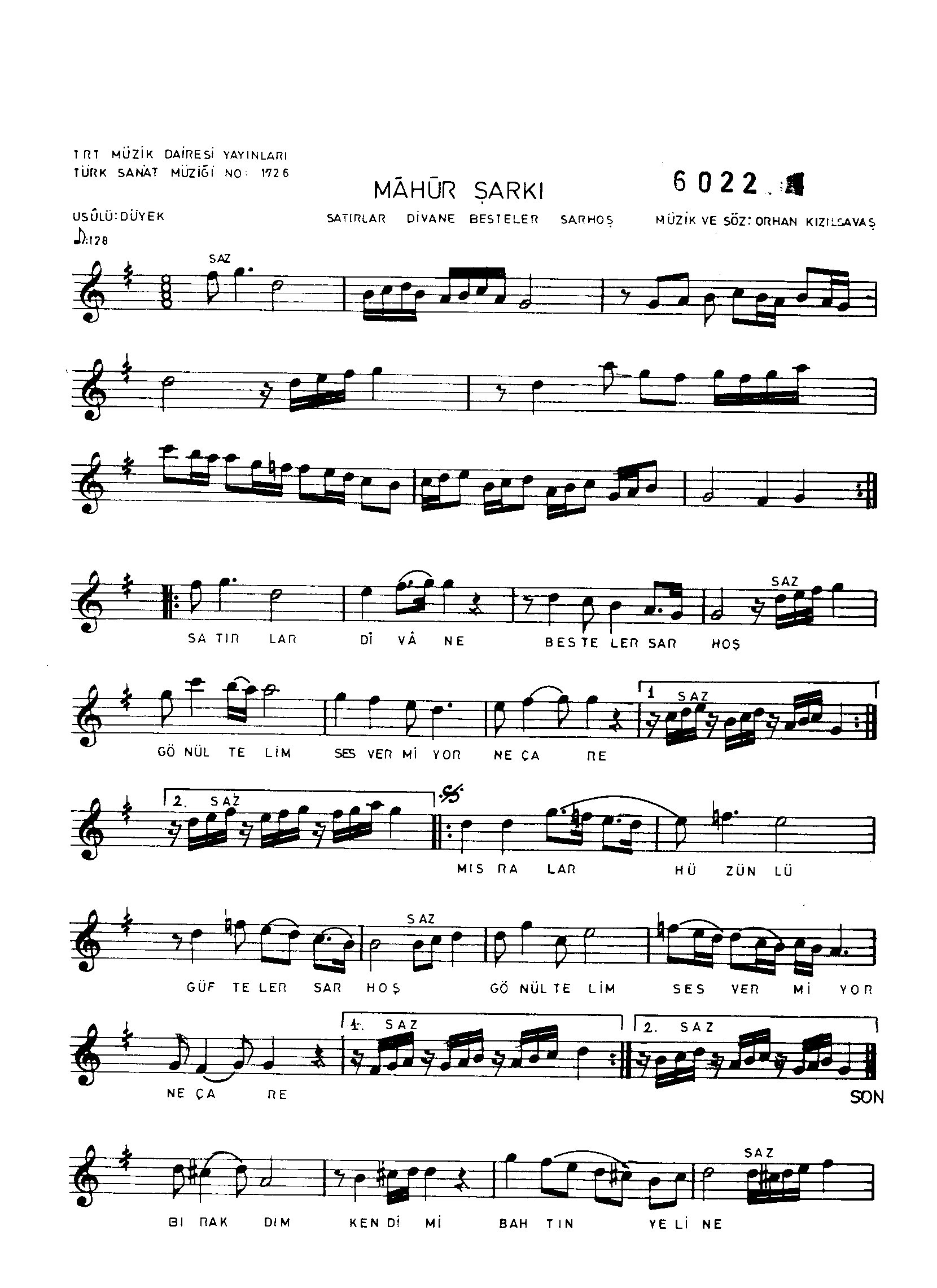 Mâhûr - Şarkı - Orhan Kızılsavaş - Sayfa 1