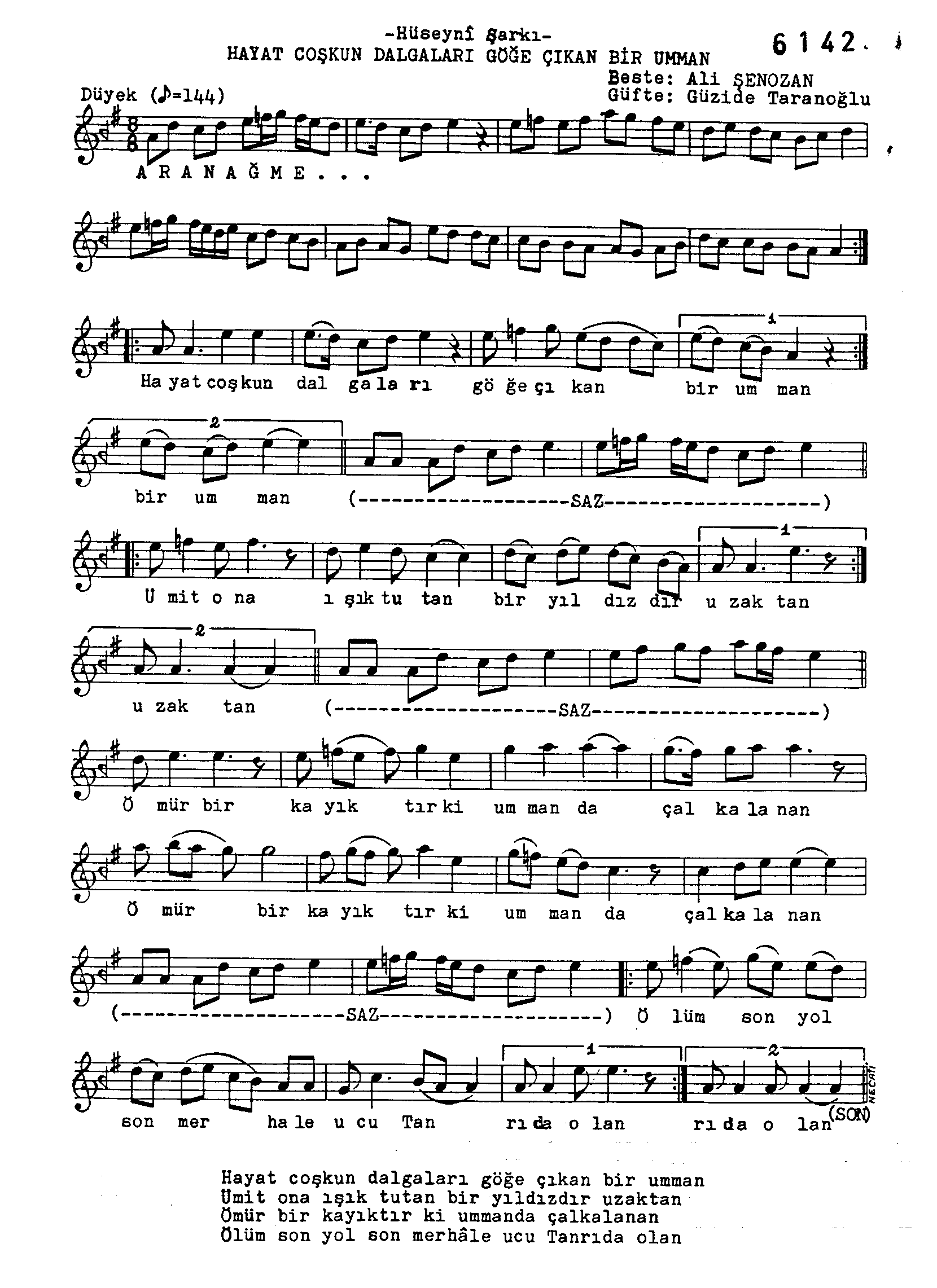 Hüseynî - Şarkı - Ali Şenozan - Sayfa 1
