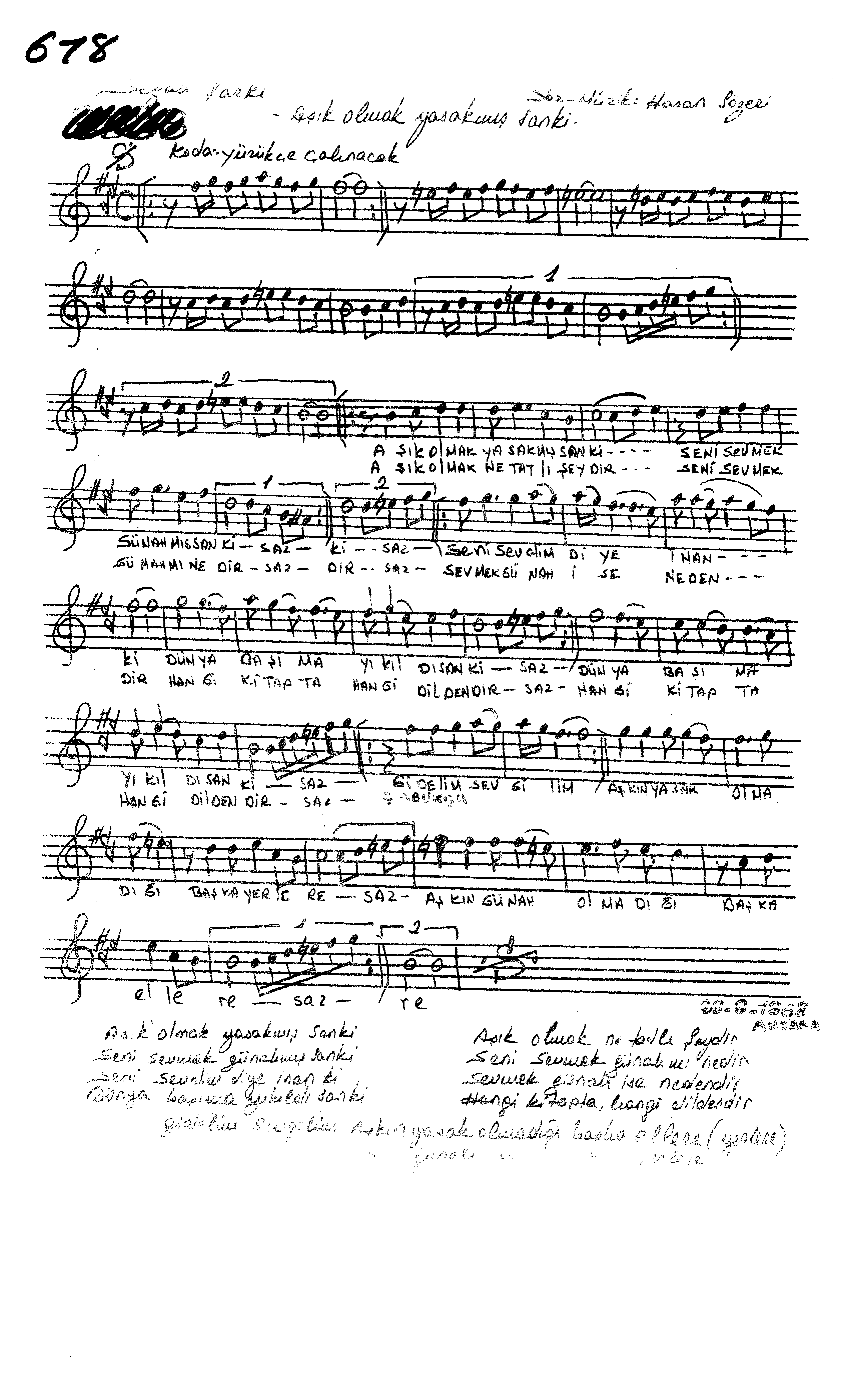 Segâh - Şarkı - Hasan Sözeri - Sayfa 1