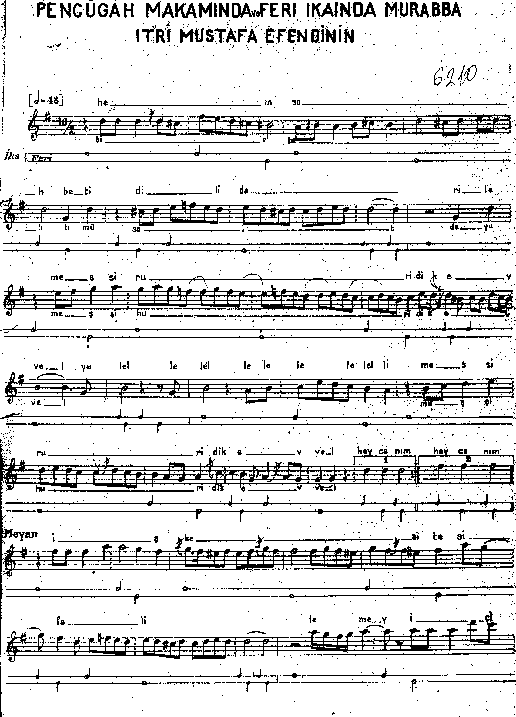 Pençgah - Beste - Itrî(Buhûrizâde Mustafa Efendi) - Sayfa 1