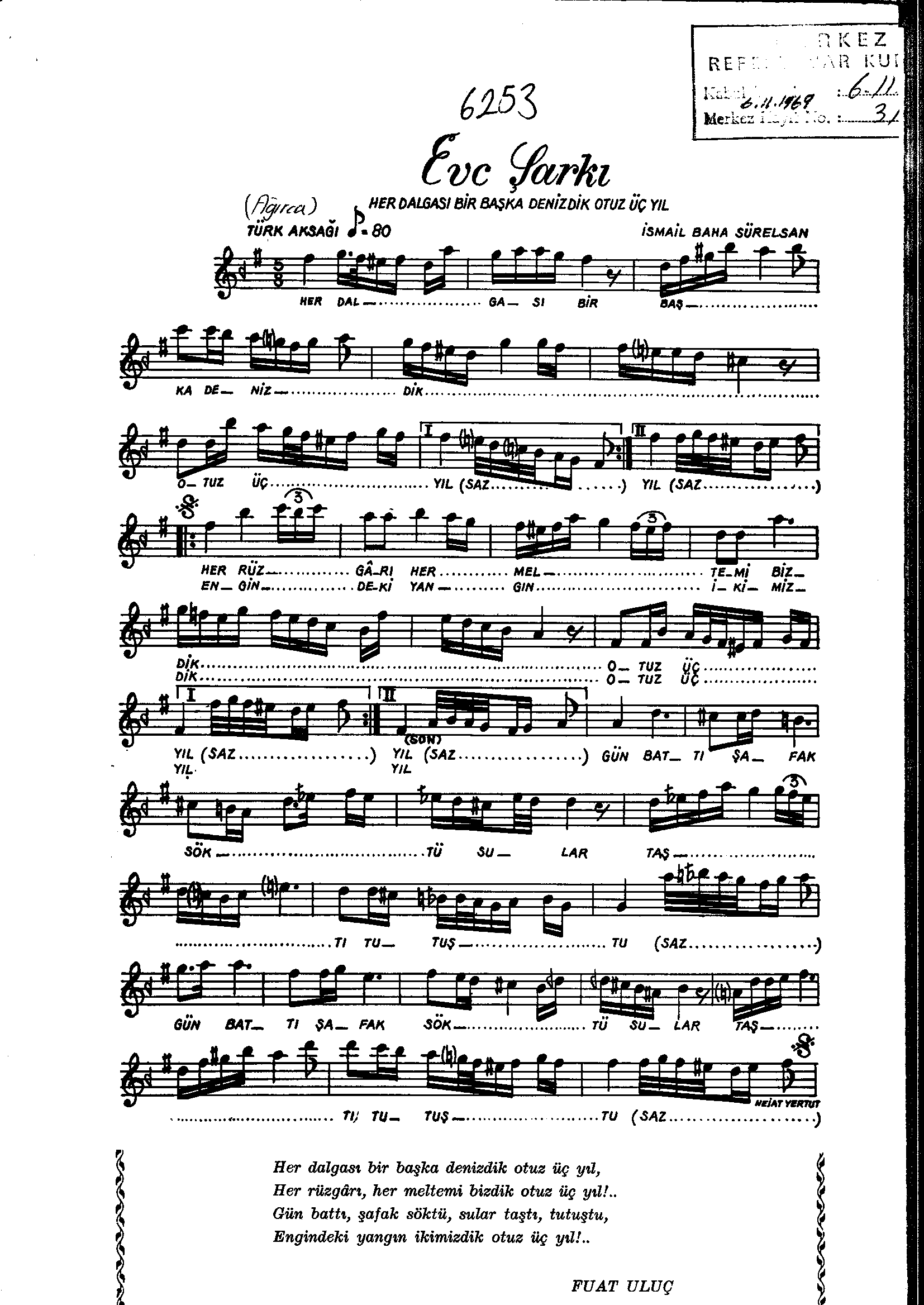 Evc - Şarkı - İsmail Baha Sürelsan - Sayfa 1