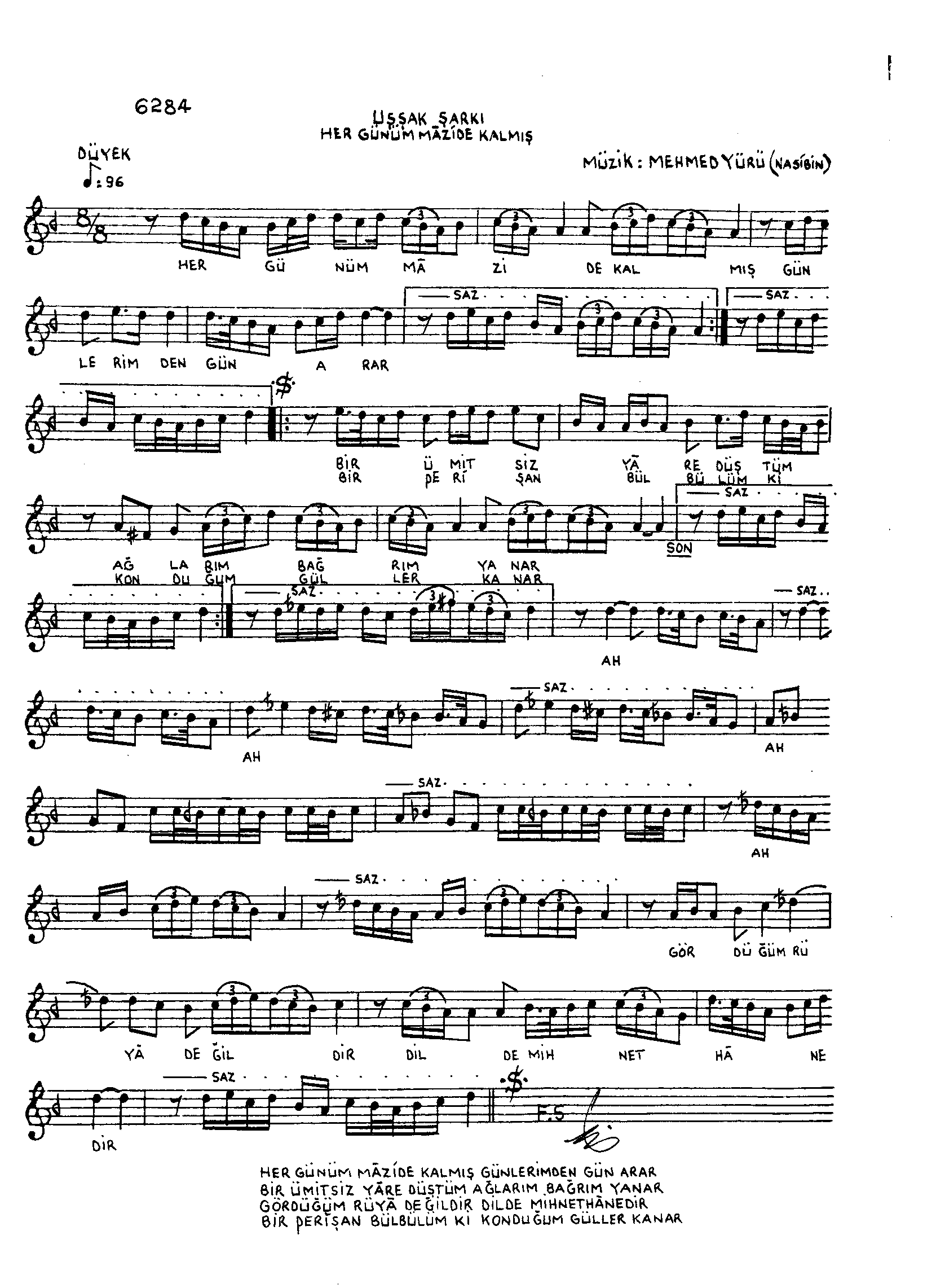 Uşşak - Şarkı - Mehmet Yürü (Nasib'in) - Sayfa 1