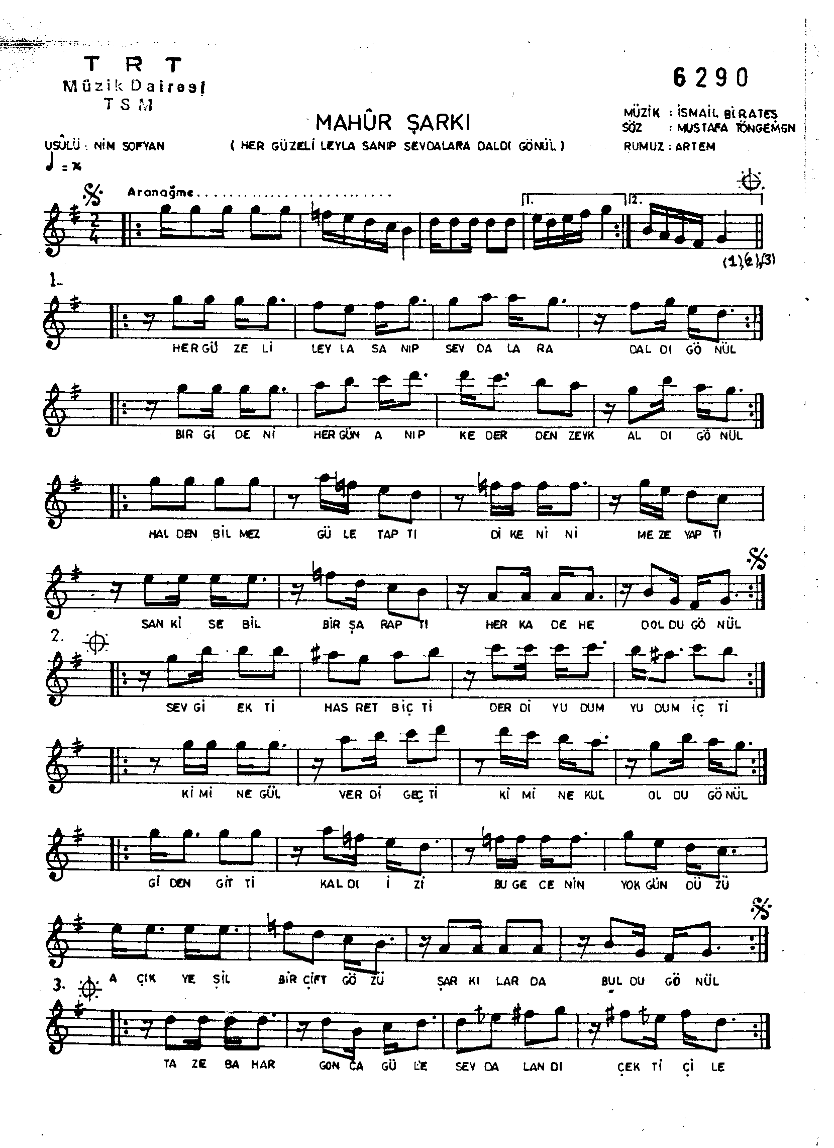 Mâhûr - Şarkı - İsmail Birateş - Sayfa 1