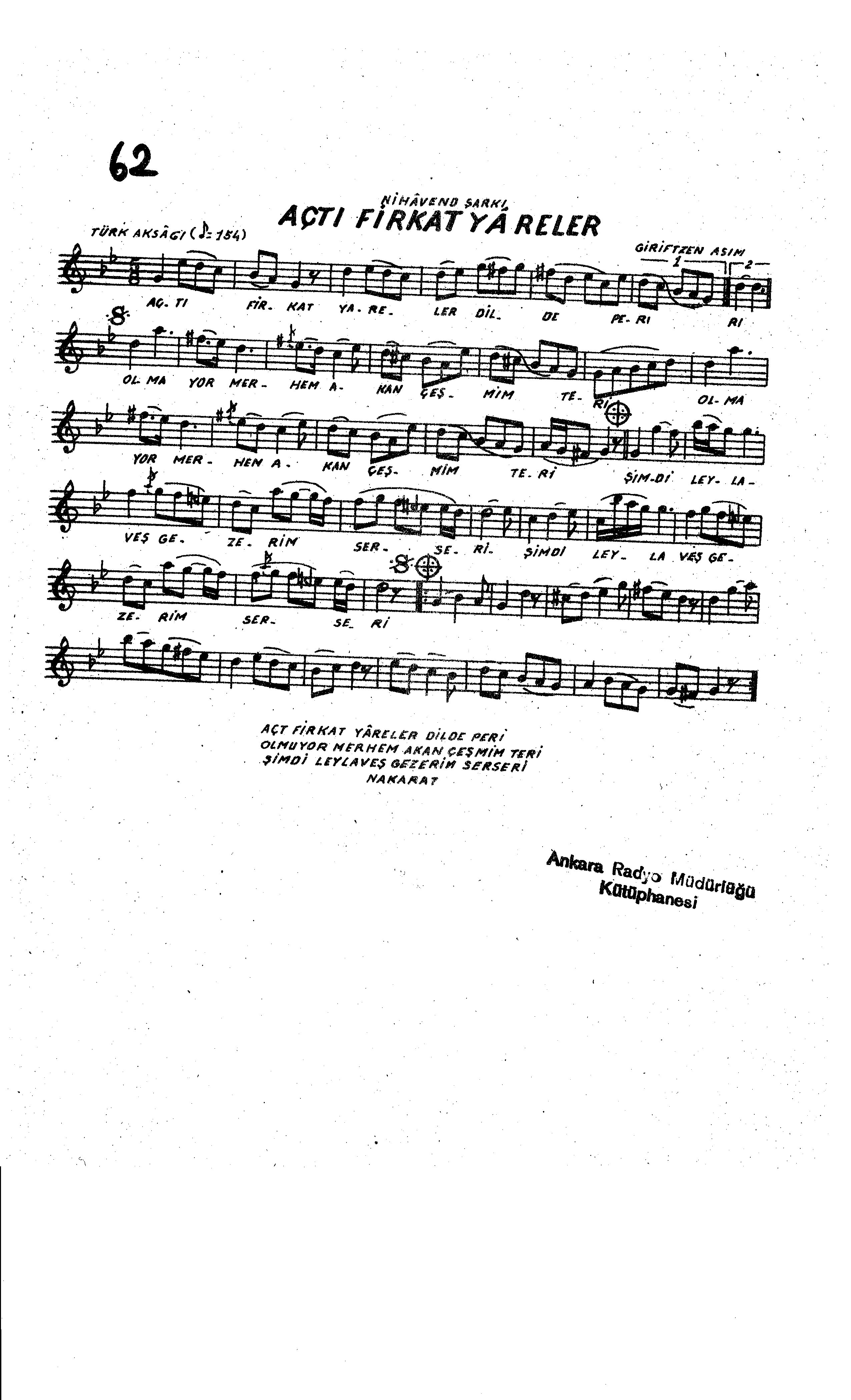 Nihâvend - Şarkı - Giriftzen Asım Bey - Sayfa 1