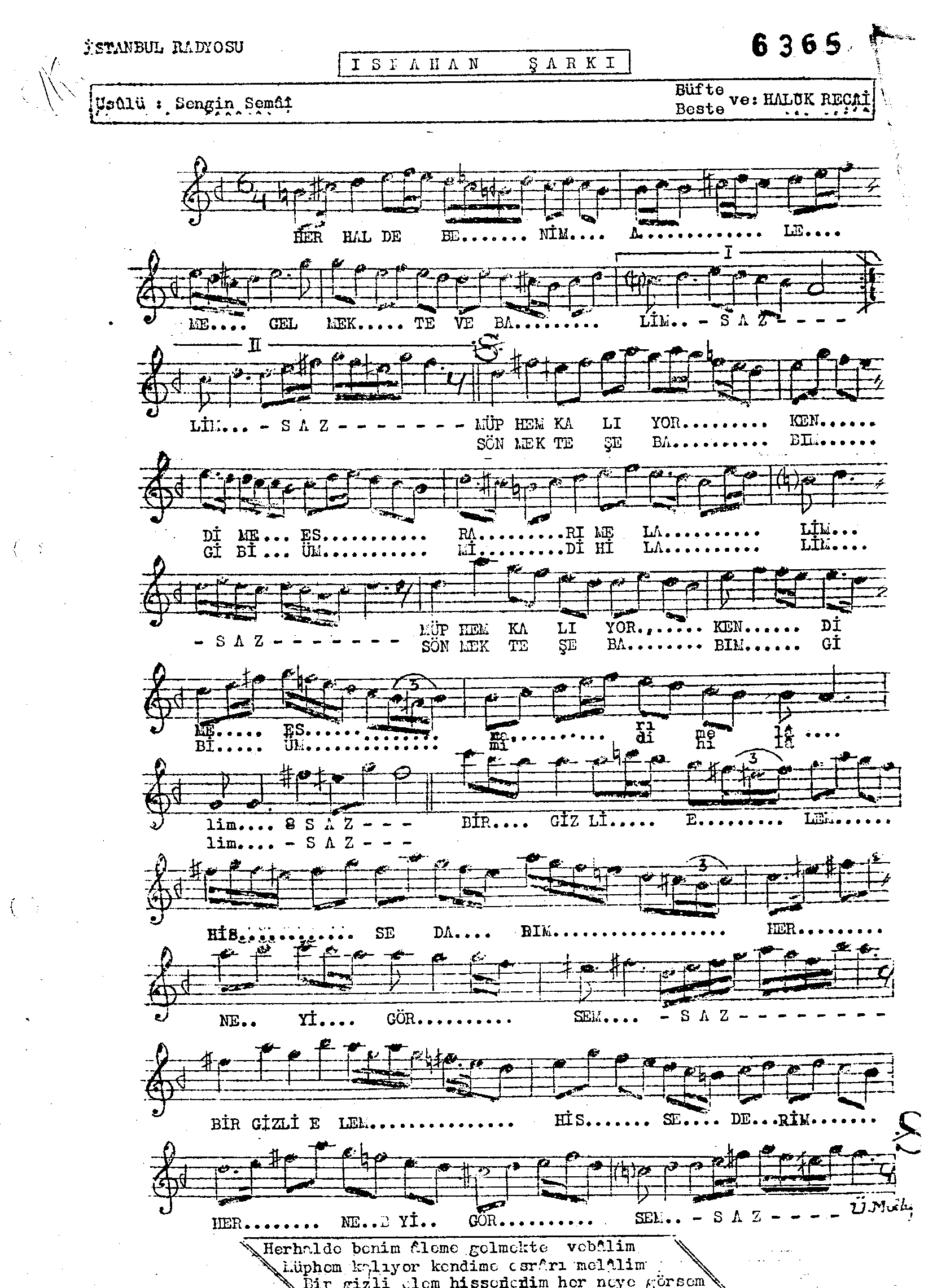 Isfahân - Şarkı - Halûk Recâî - Sayfa 1