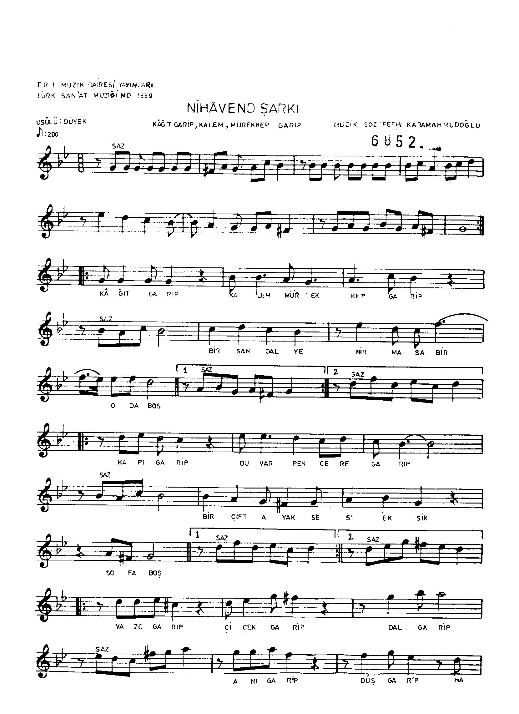 Nihâvend - Şarkı - Fethi Karamahmudoğlu - Sayfa 1