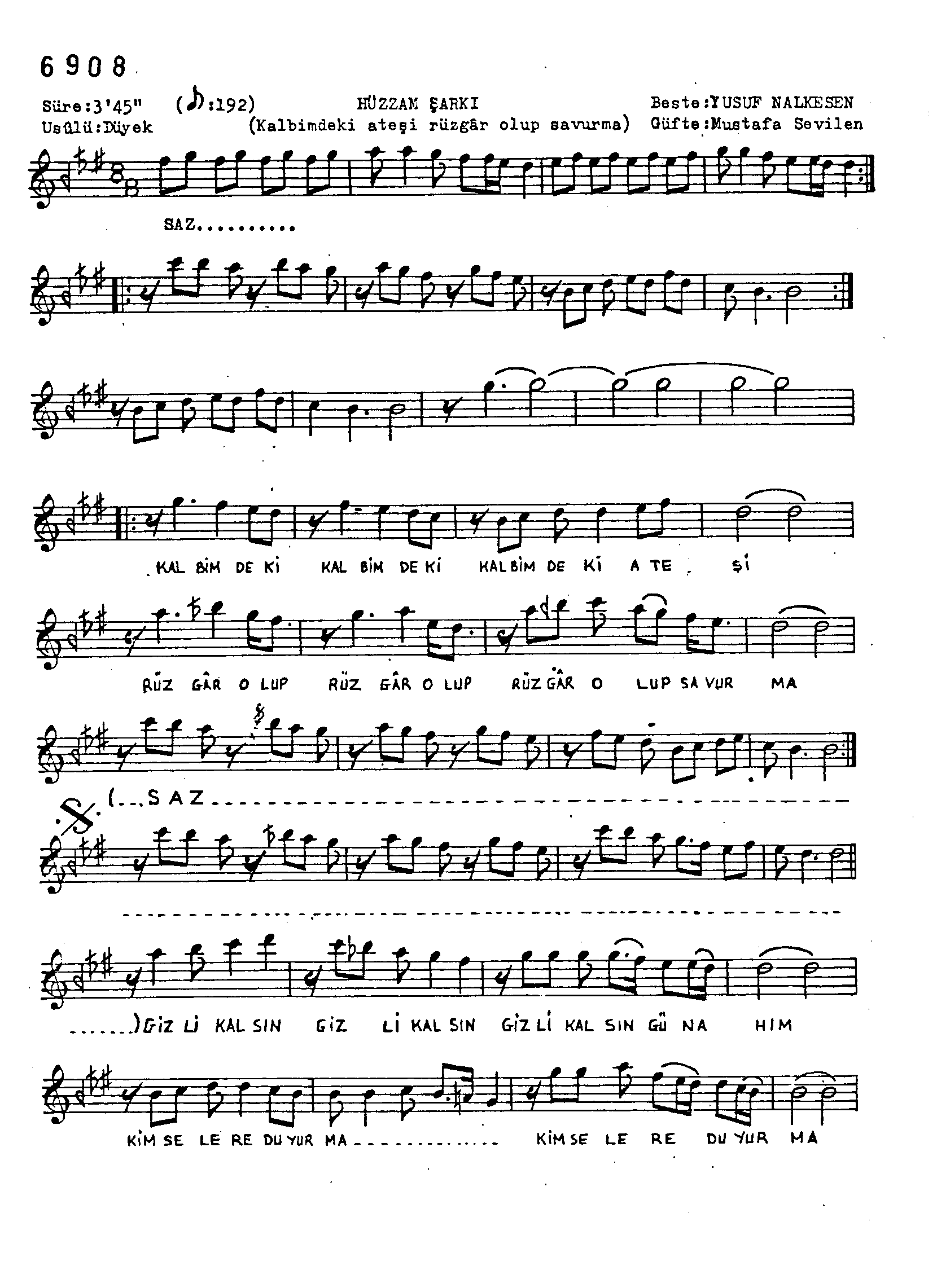 Hüzzâm - Şarkı - Yusuf Nalkesen - Sayfa 1