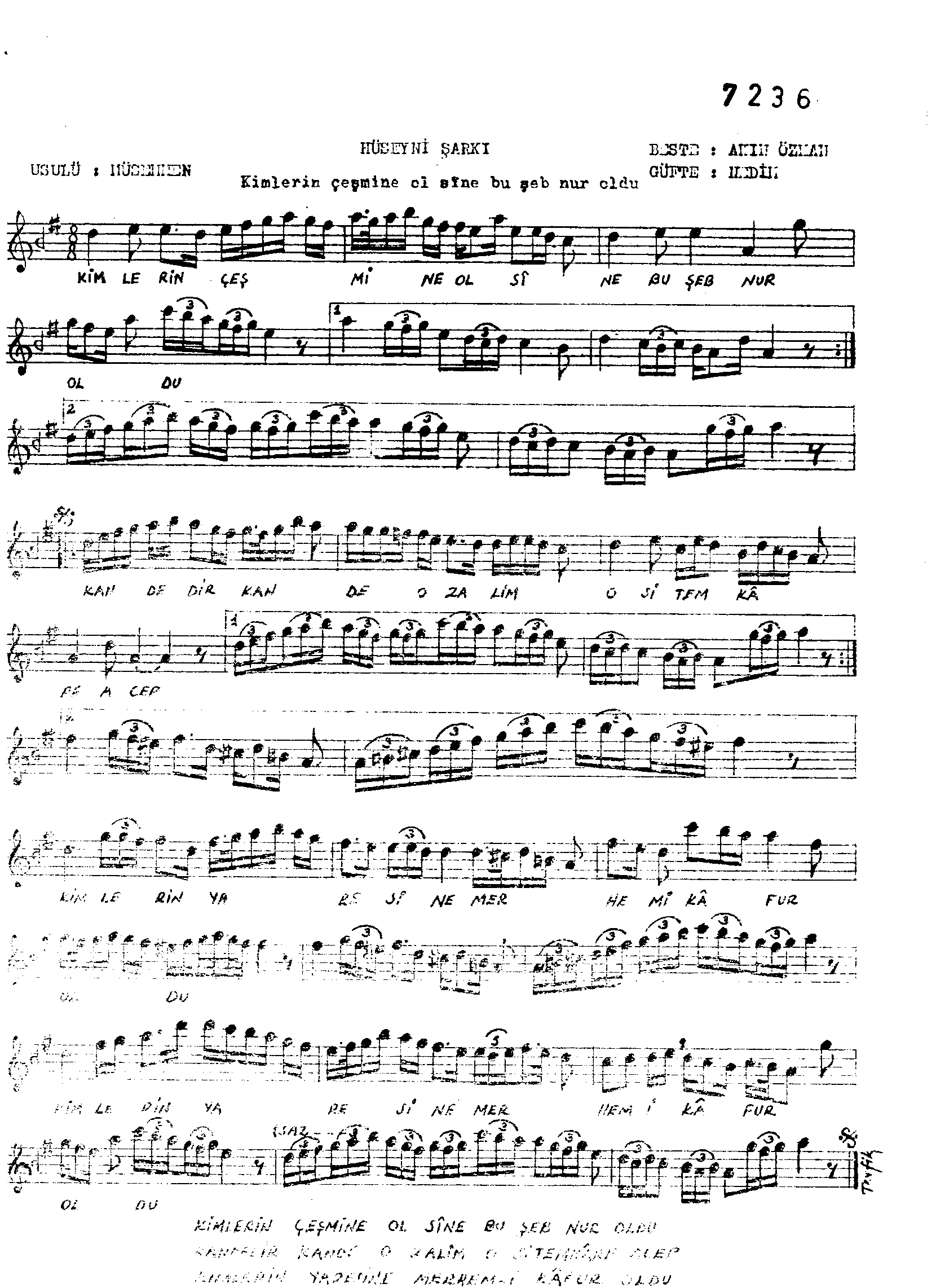 Hüseynî - Şarkı - Akın Özkan - Sayfa 1