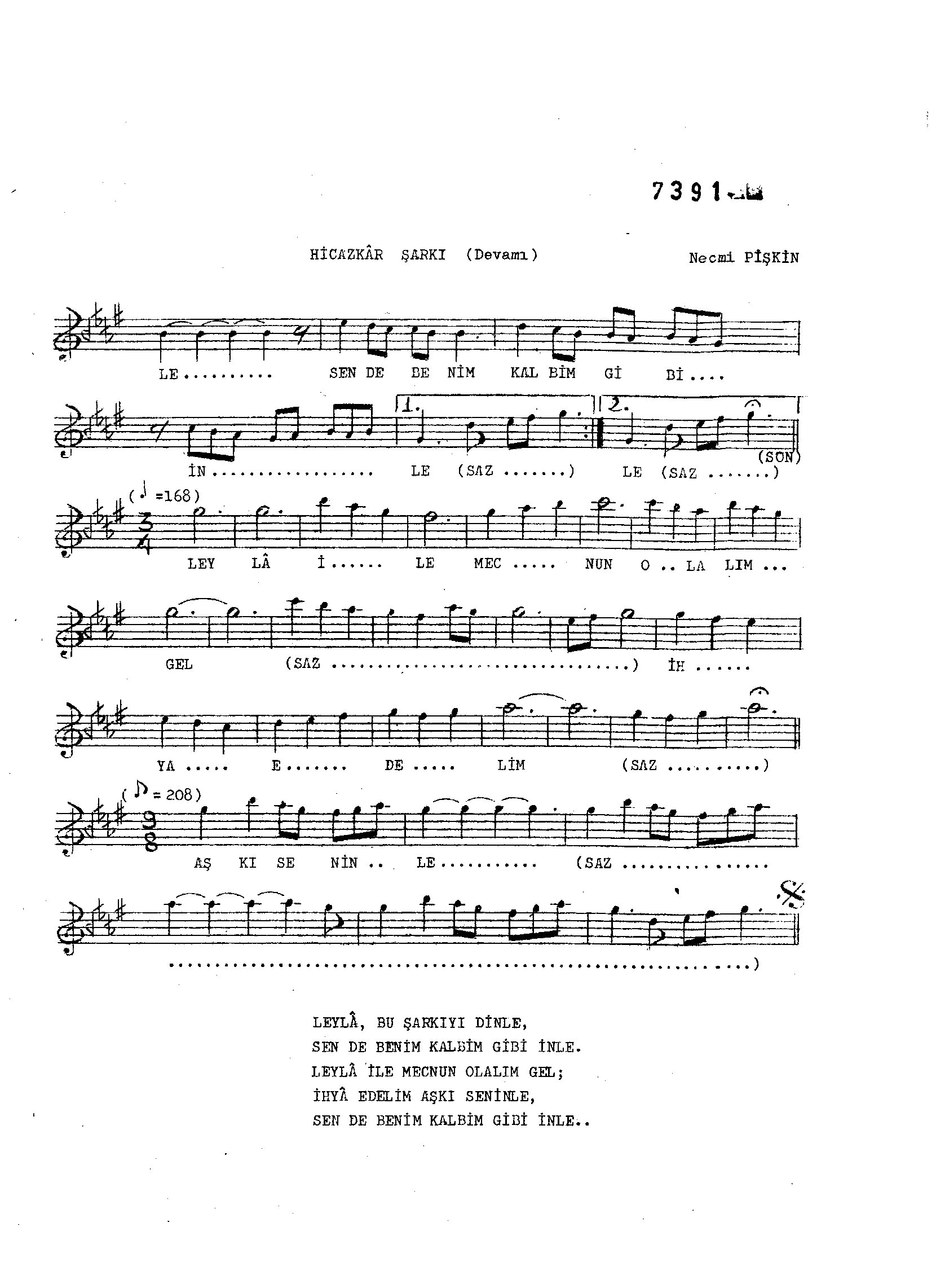 Hicâzkâr - Şarkı - Necmi Pişkin - Sayfa 2