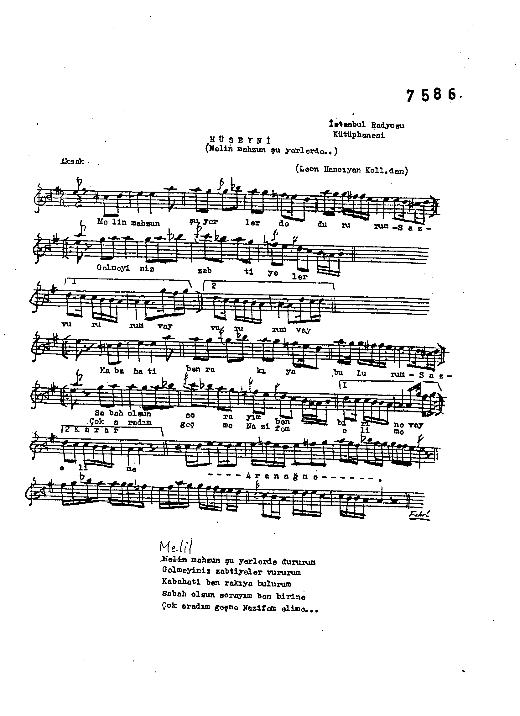 Hüseynî - Şarkı - (Rusçuk şarkısı) - Sayfa 1