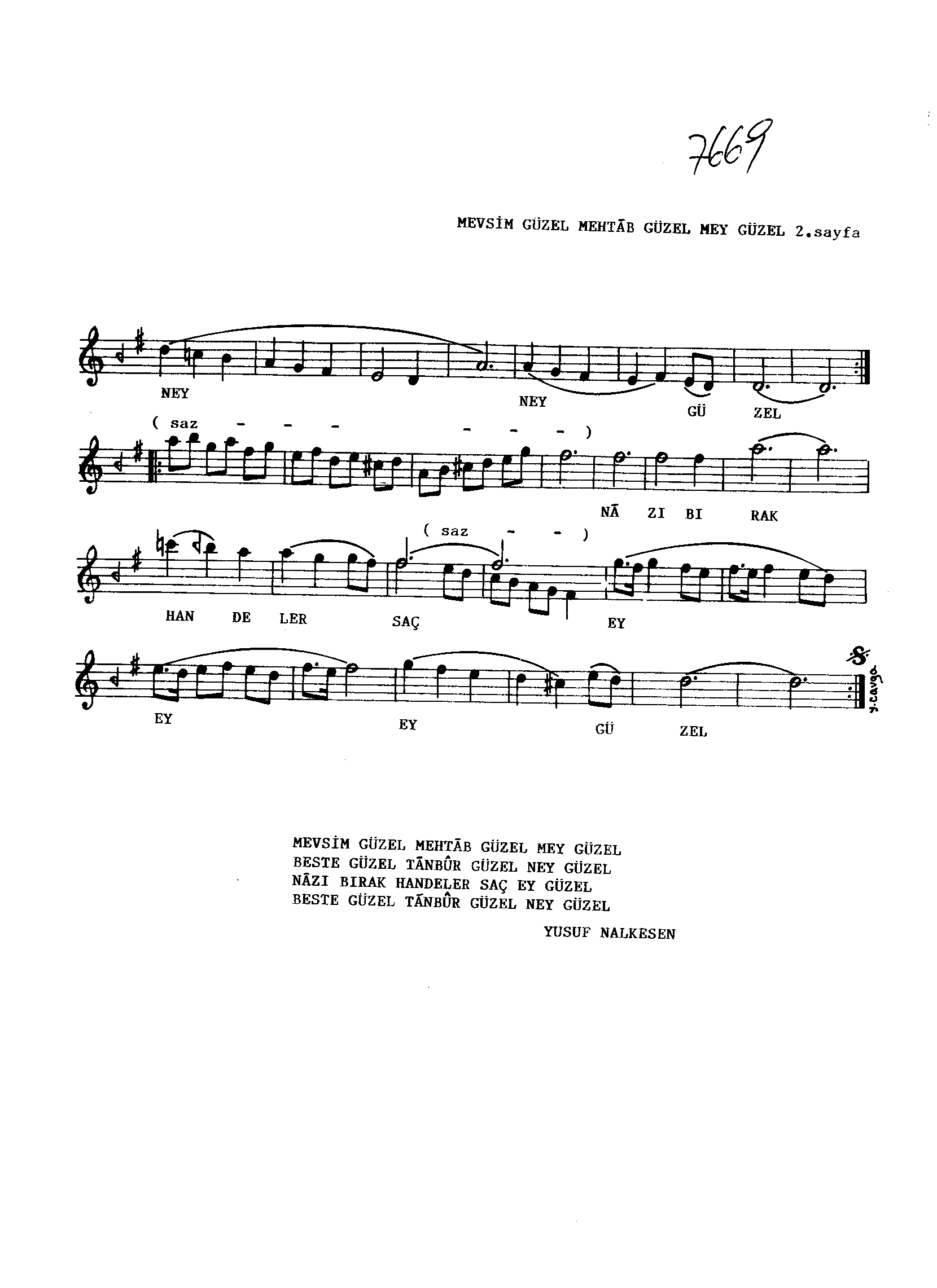 Yegah - Şarkı - Yusuf Nalkesen - Sayfa 2