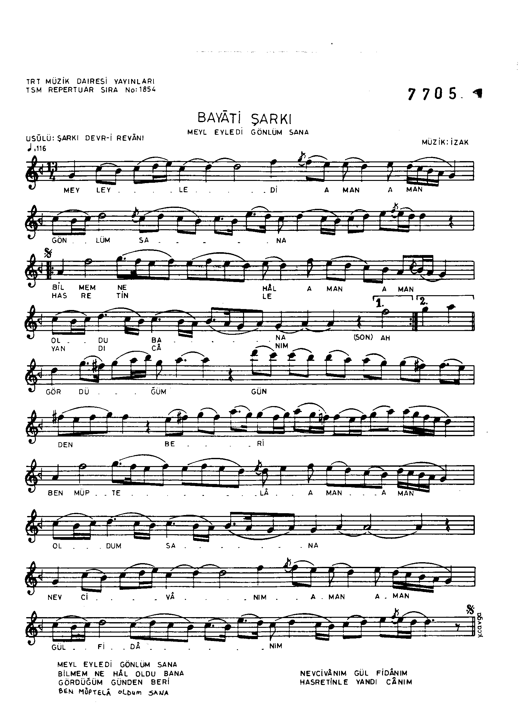 Beyâtî - Şarkı - Tanburi İsak - Sayfa 1