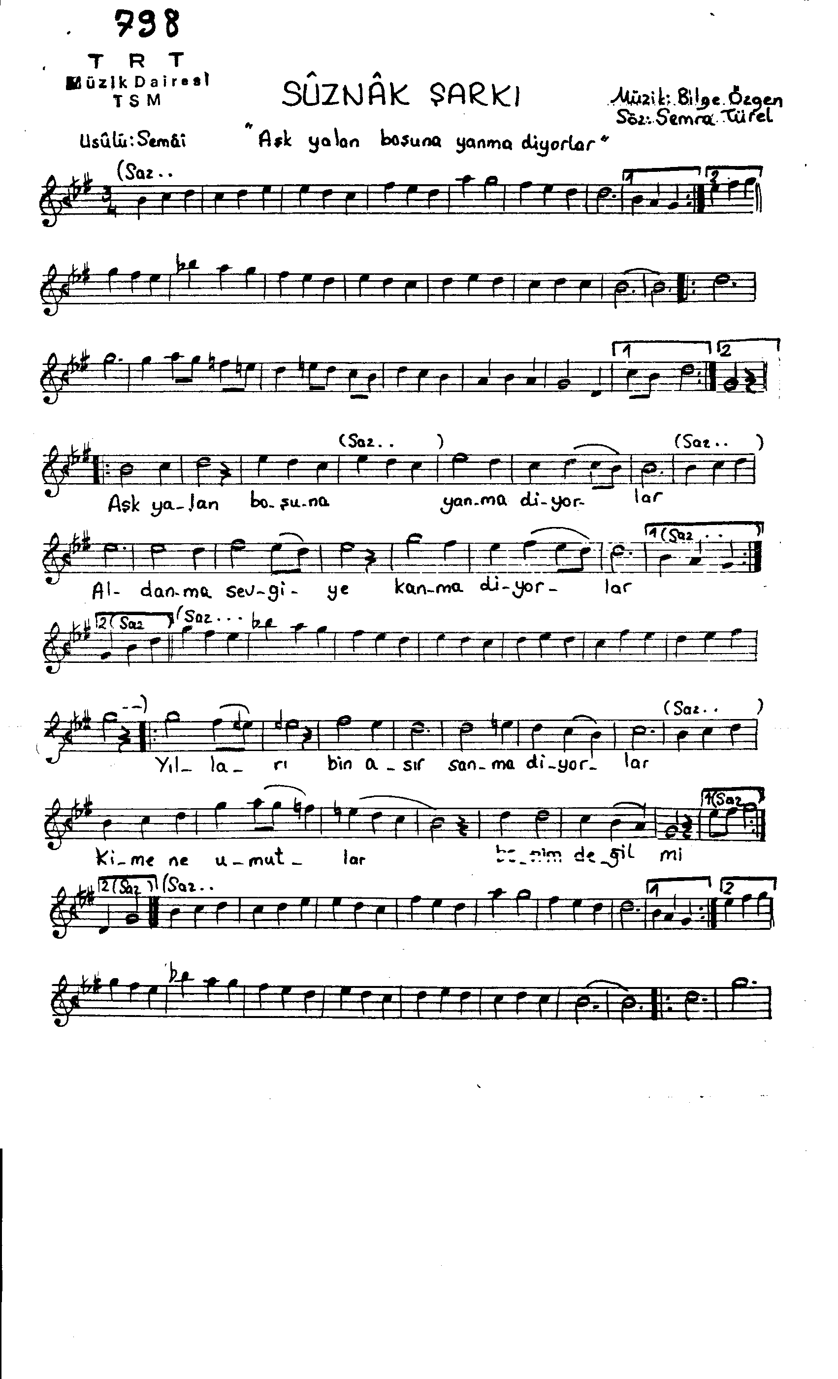 Sûz-Nâk - Şarkı - Bilge Özgen - Sayfa 1