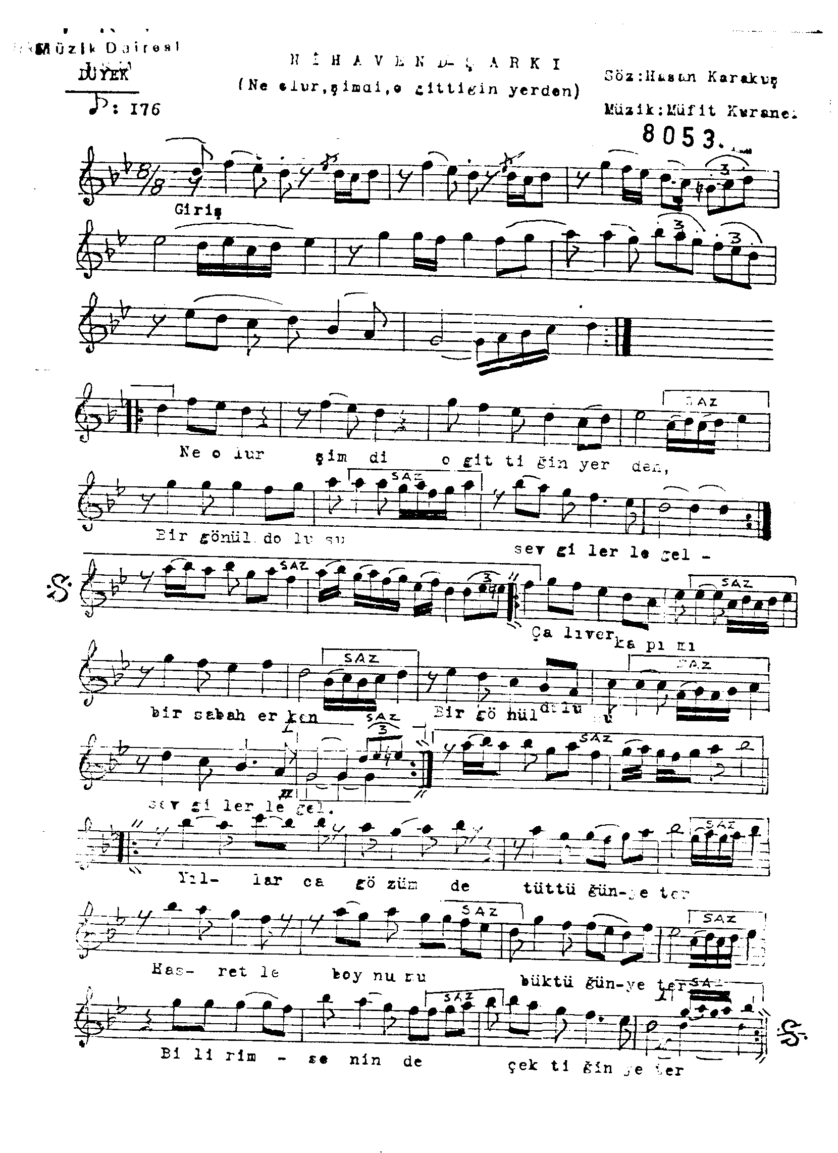 Nihâvend - Şarkı - Müfit Kuraner - Sayfa 1