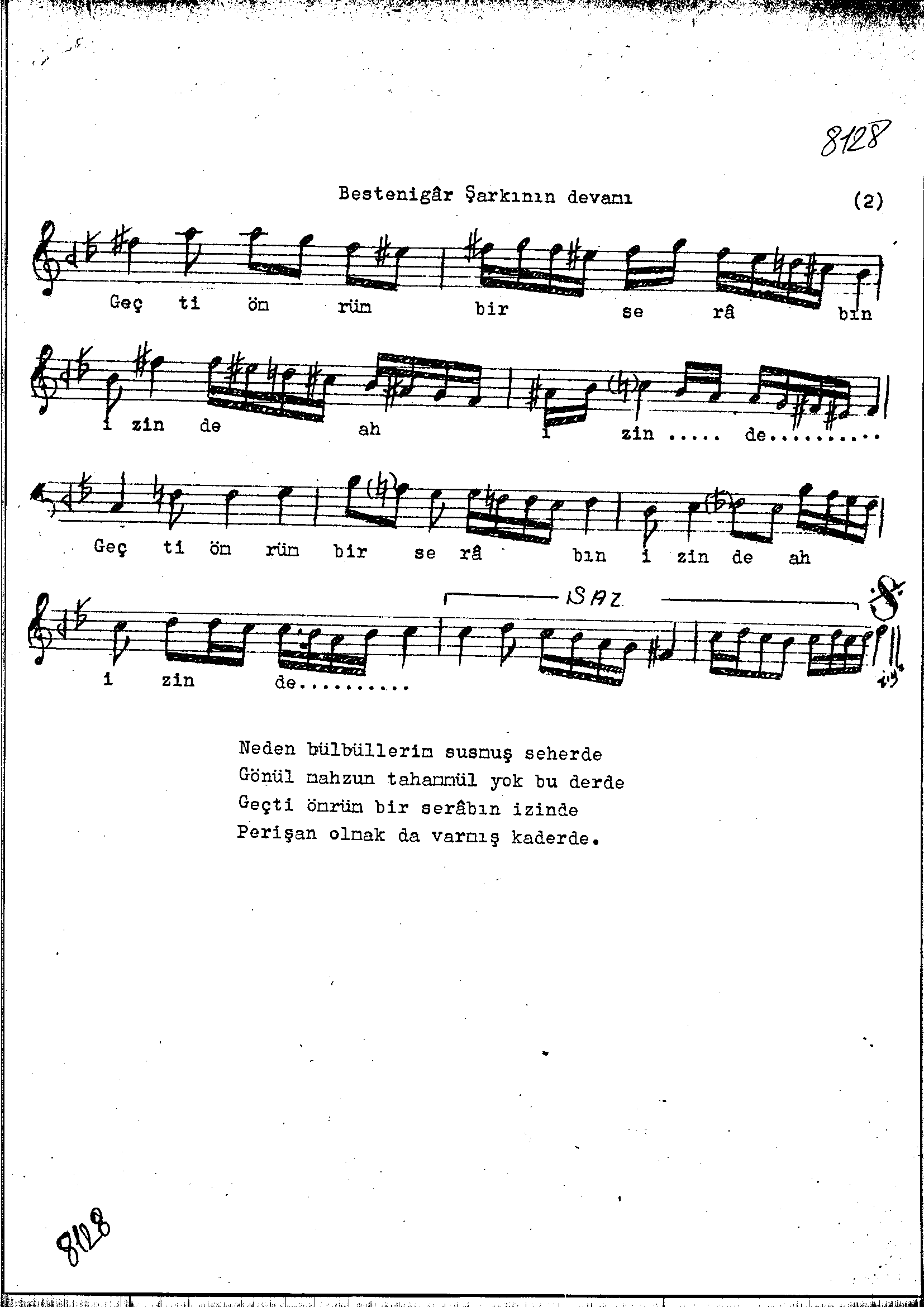 Bestenigâr - Şarkı - Halûk Recâî - Sayfa 2