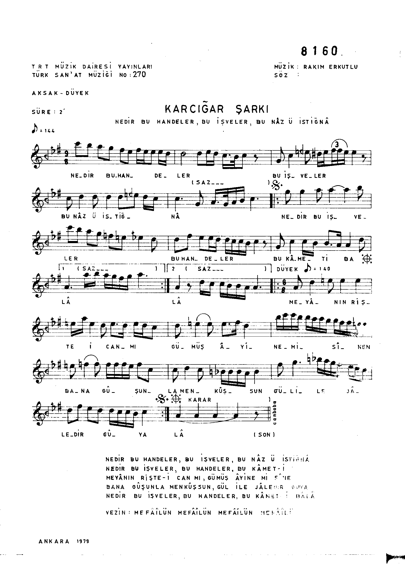 Karcığar - Şarkı - Râkım Elkutlu - Sayfa 1