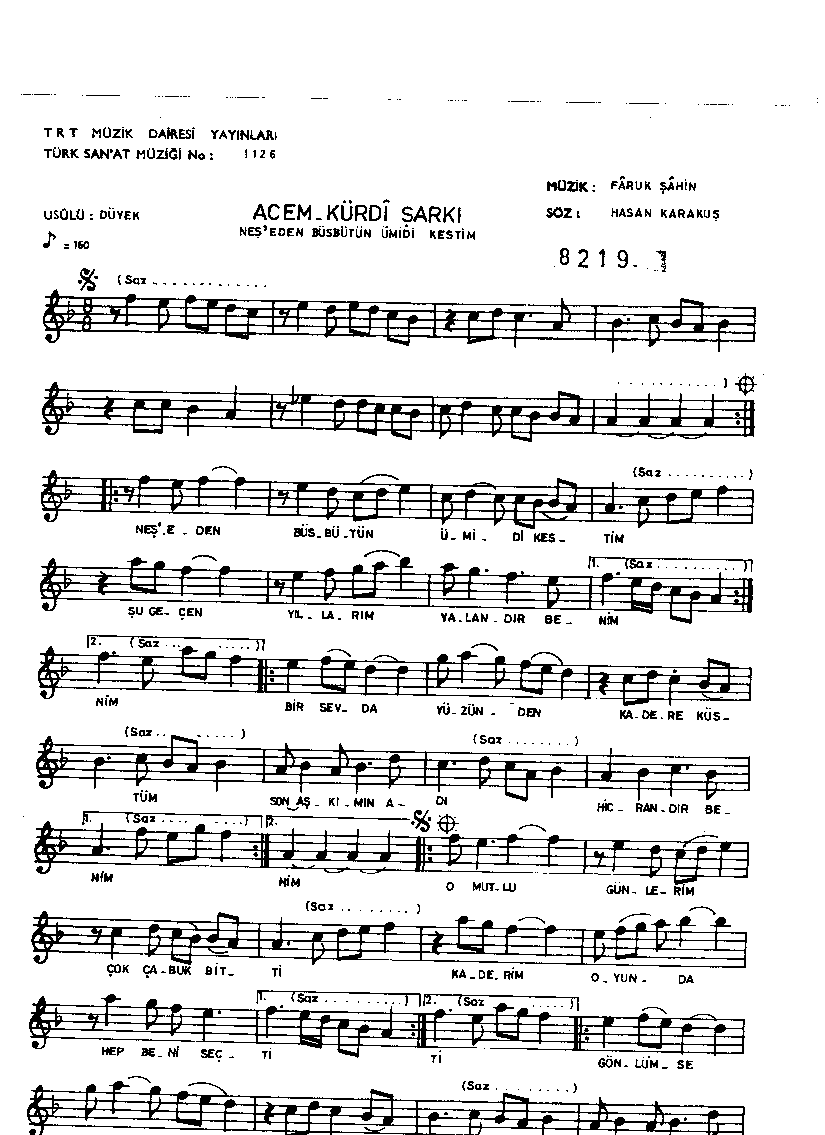 Acem-Kürdî - Şarkı - Faruk Şahin - Sayfa 1