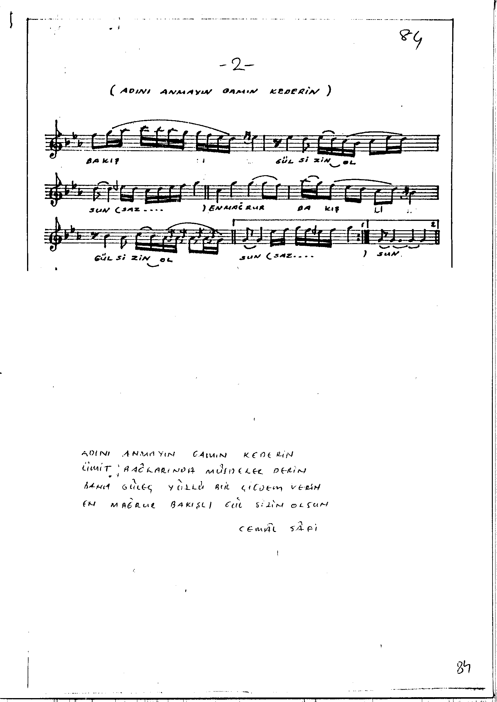 Kürdîlî Hicazkâr - Şarkı - İsmail Demirkıran - Sayfa 2