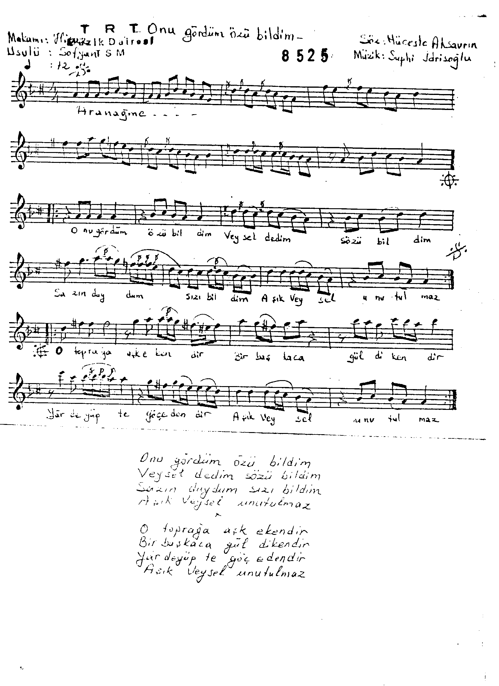 Hicâz - Şarkı - Suphi İdrisoğlu - Sayfa 1