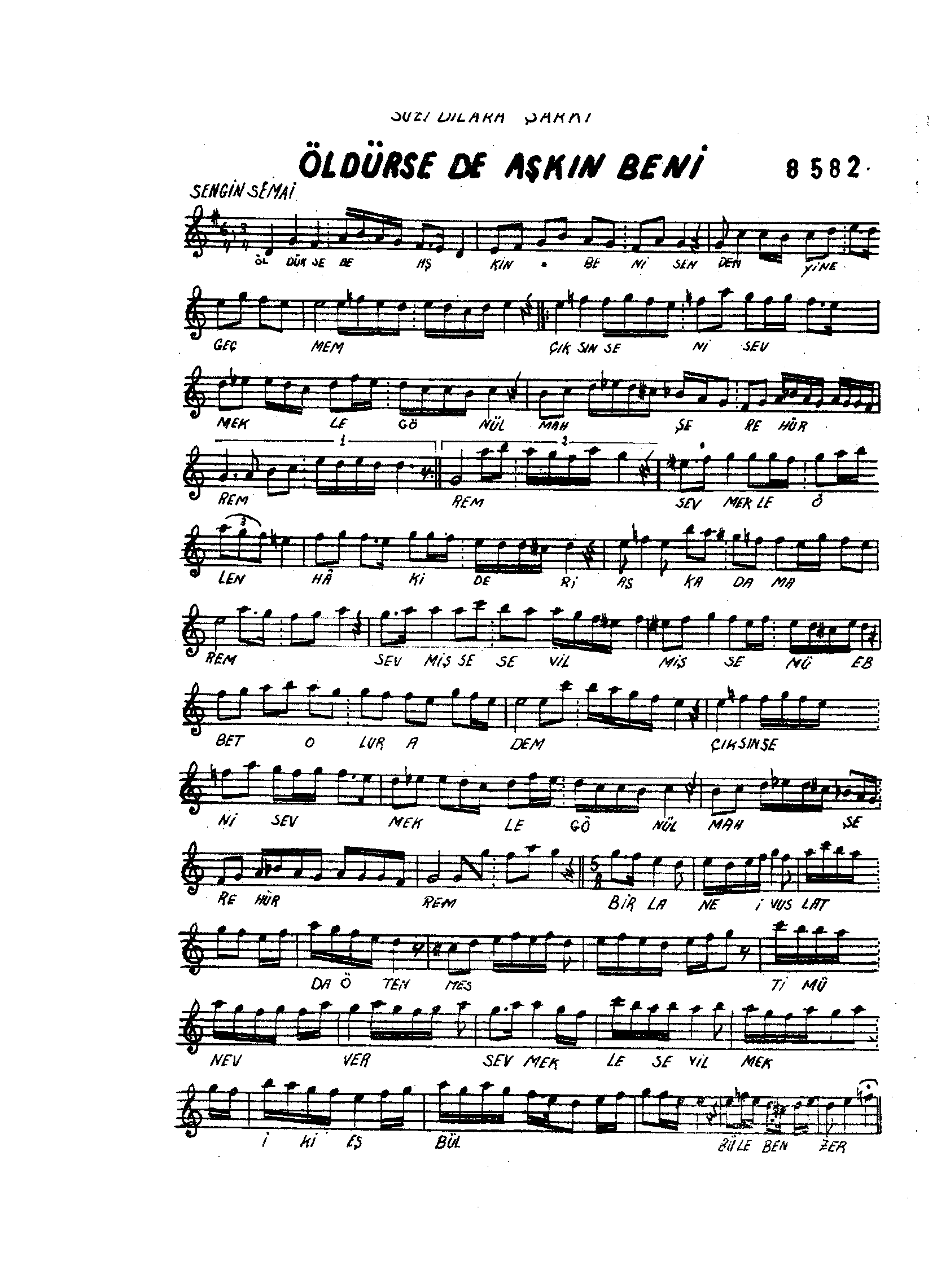 Sûz-i Dil-Ârâ - Şarkı - Sultan Vahdettin - Sayfa 1